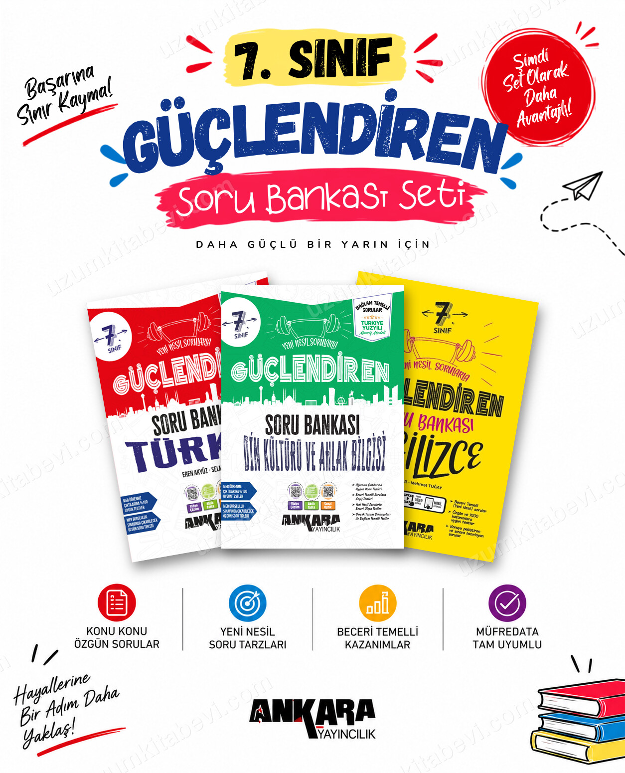 Ankara Yayıncılık 7. Sınıf Türkçe-Din Kültürü-İngilizce Güçlendiren Soru Bankası Seti (3 Kitap) - Ankara Yayıncılık kitap kapağı