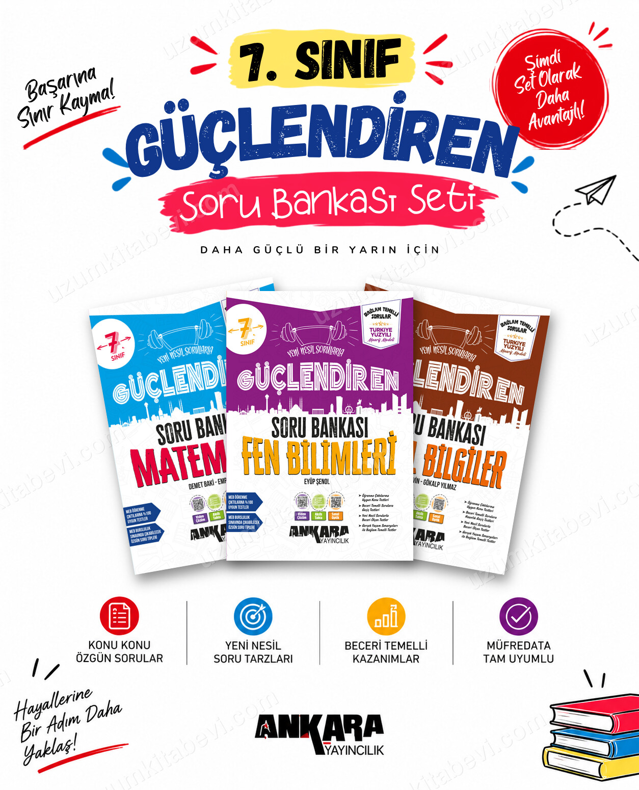 Ankara Yayıncılık 7. Sınıf Matematik-Fen Bilimleri-Sosyal Bilgiler Güçlendiren Soru Bankası Seti (3 Kitap) - Ankara Yayıncılık kitap kapağı
