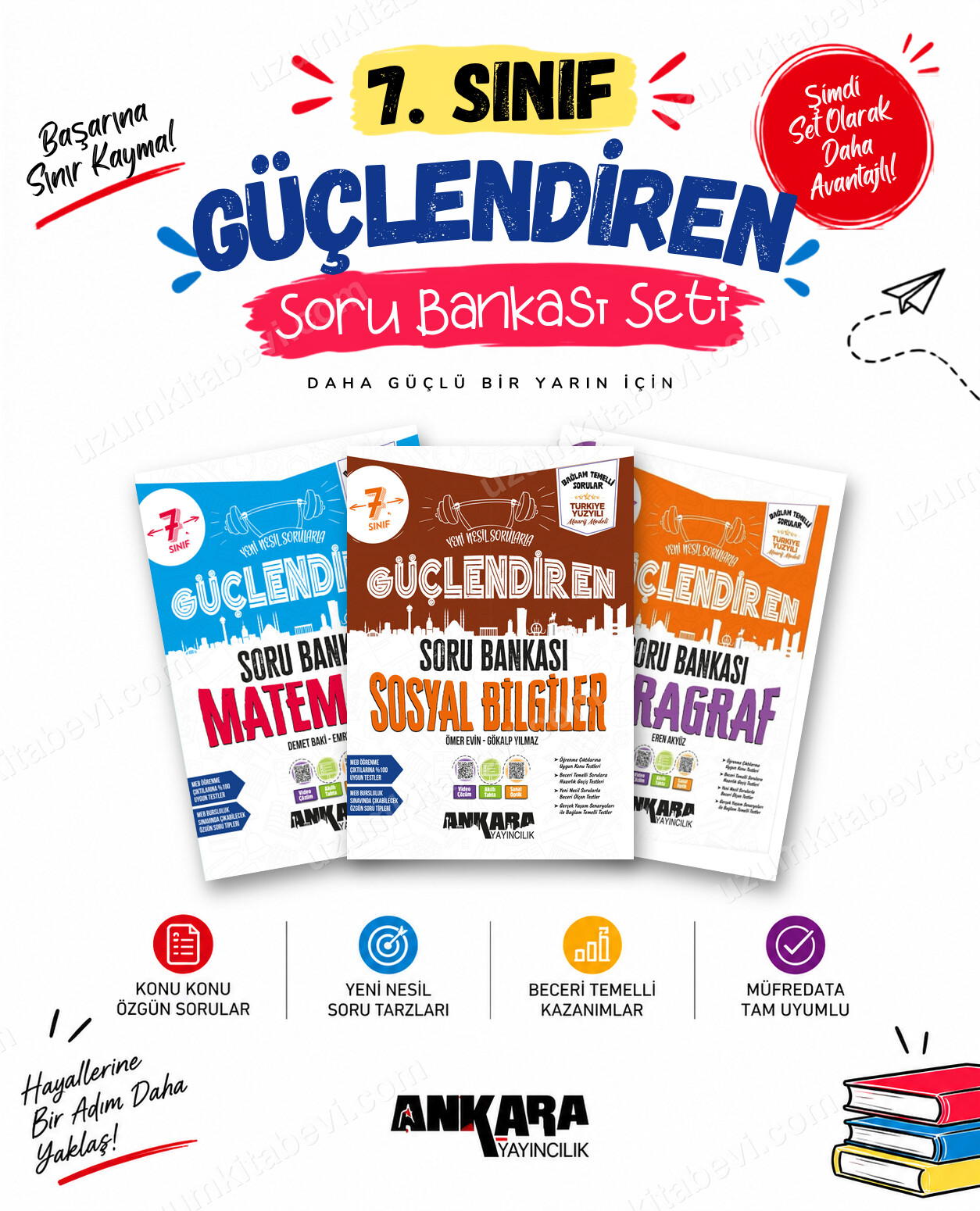 Ankara Yayıncılık 7. Sınıf Matematik-Sosyal Bilgiler-Paragraf Güçlendiren Soru Bankası Seti (3 Kitap) - Ankara Yayıncılık kitap kapağı