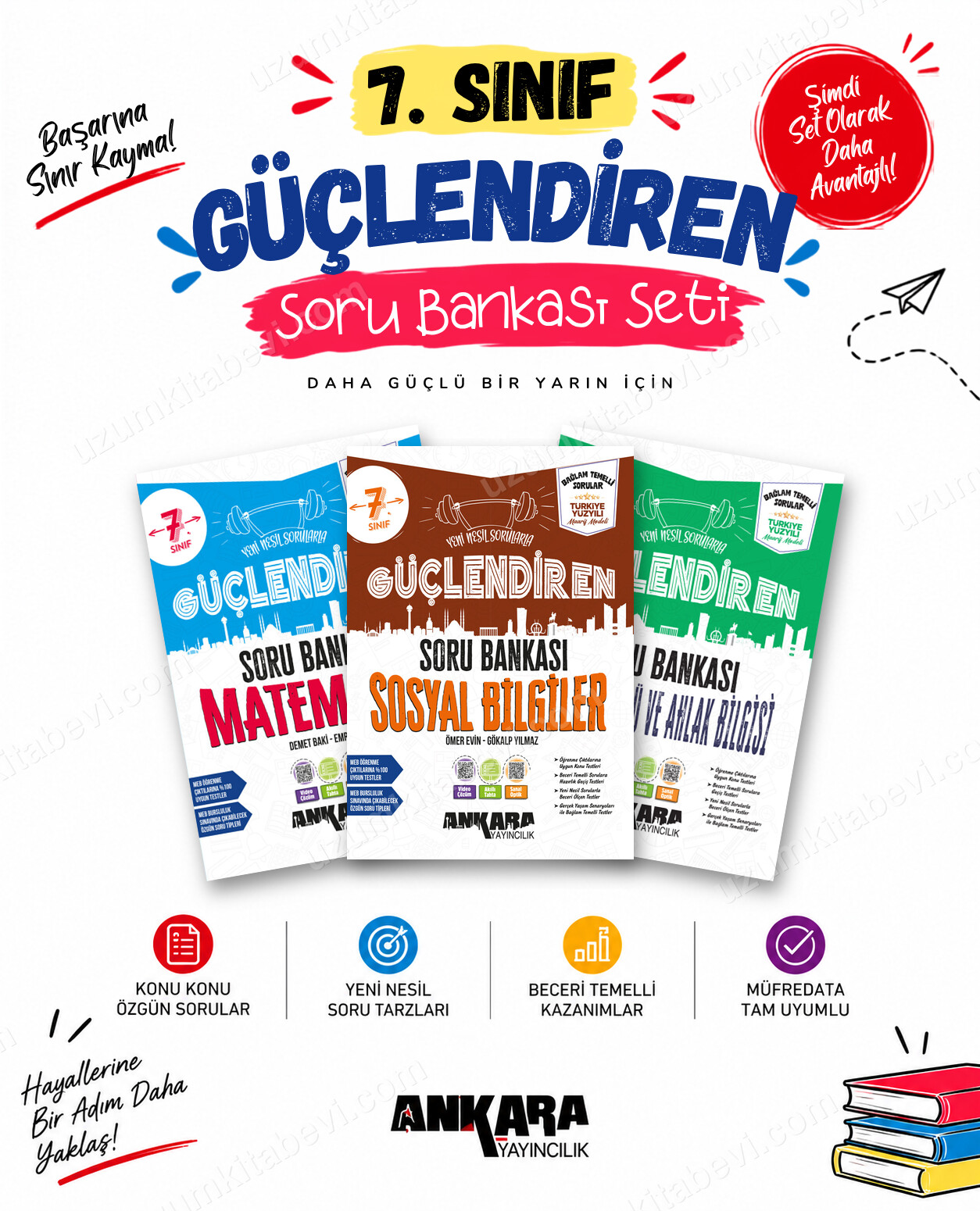 Ankara Yayıncılık 7. Sınıf Matematik-Sosyal Bilgiler-Din Kültürü Güçlendiren Soru Bankası Seti (3 Kitap) - Ankara Yayıncılık kitap kapağı