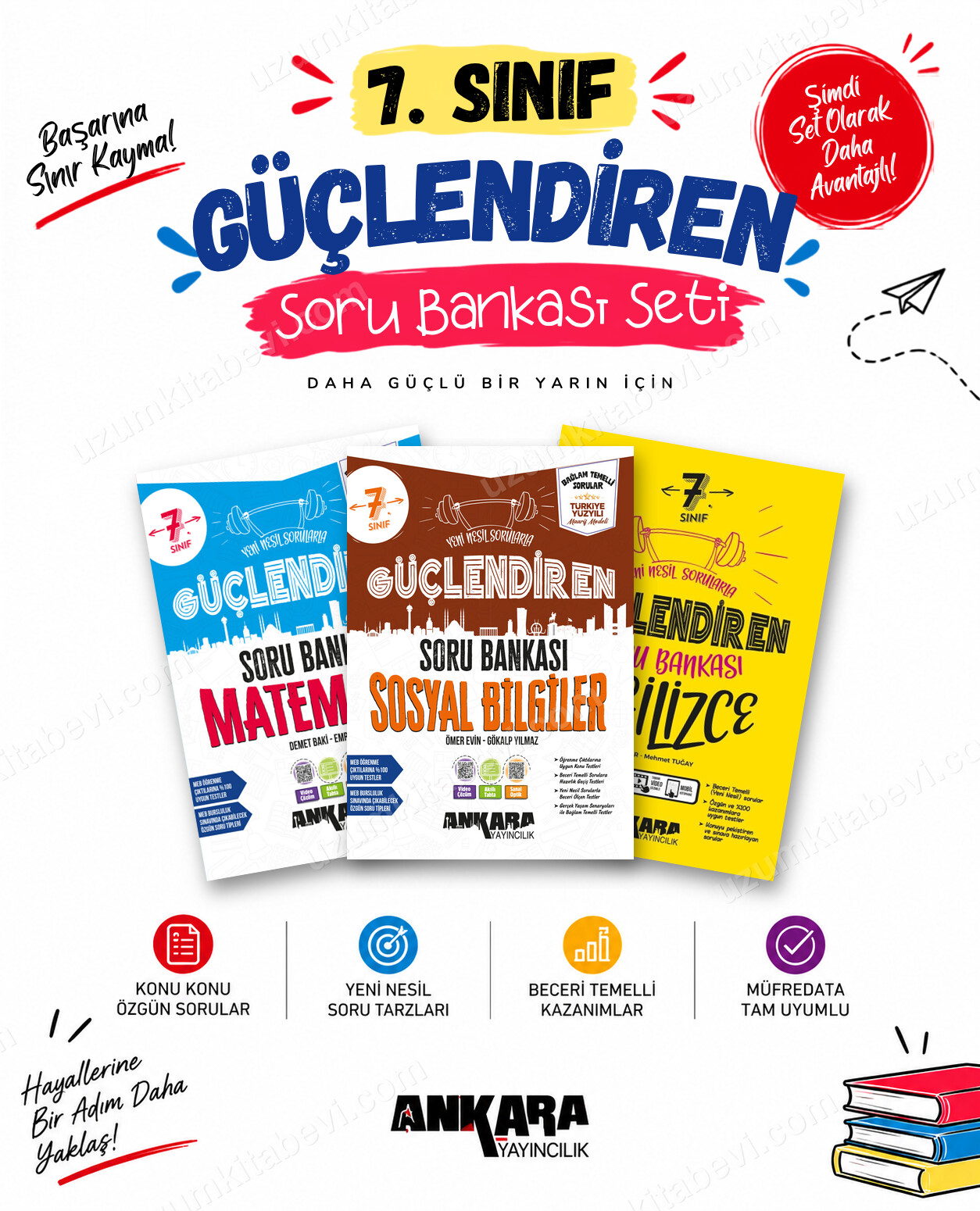 Ankara Yayıncılık 7. Sınıf Matematik-Sosyal Bilgiler-İngilizce Güçlendiren Soru Bankası Seti (3 Kitap) - Ankara Yayıncılık kitap kapağı