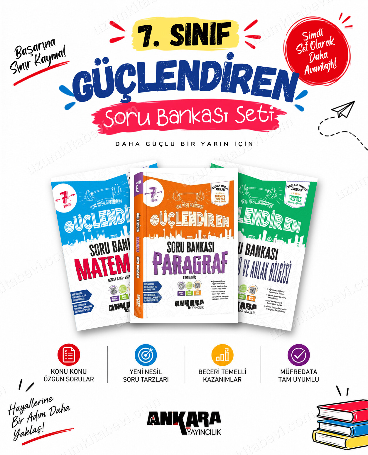 Ankara Yayıncılık 7. Sınıf Matematik-Paragraf-Din Kültürü Güçlendiren Soru Bankası Seti (3 Kitap) - Ankara Yayıncılık kitap kapağı