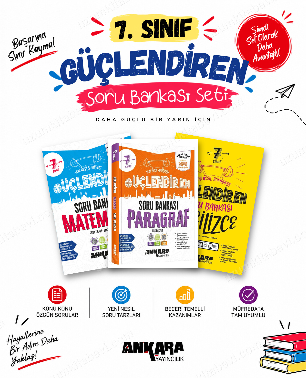 Ankara Yayıncılık 7. Sınıf Matematik-Paragraf-İngilizce Güçlendiren Soru Bankası Seti (3 Kitap) - Ankara Yayıncılık kitap kapağı