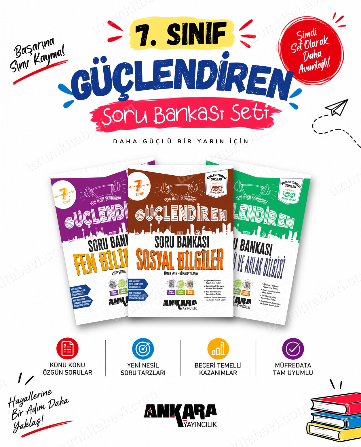 Ankara Yayıncılık 7. Sınıf Fen Bilimleri-Sosyal Bilgiler-Din Kültürü Güçlendiren Soru Bankası Seti (3 Kitap) - Ankara Yayıncılık kitap kapağı