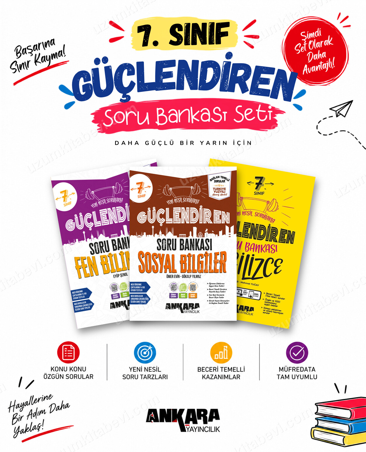 Ankara Yayıncılık 7. Sınıf Fen Bilimleri-Sosyal Bilgiler-İngilizce Güçlendiren Soru Bankası Seti (3 Kitap) - Ankara Yayıncılık kitap kapağı