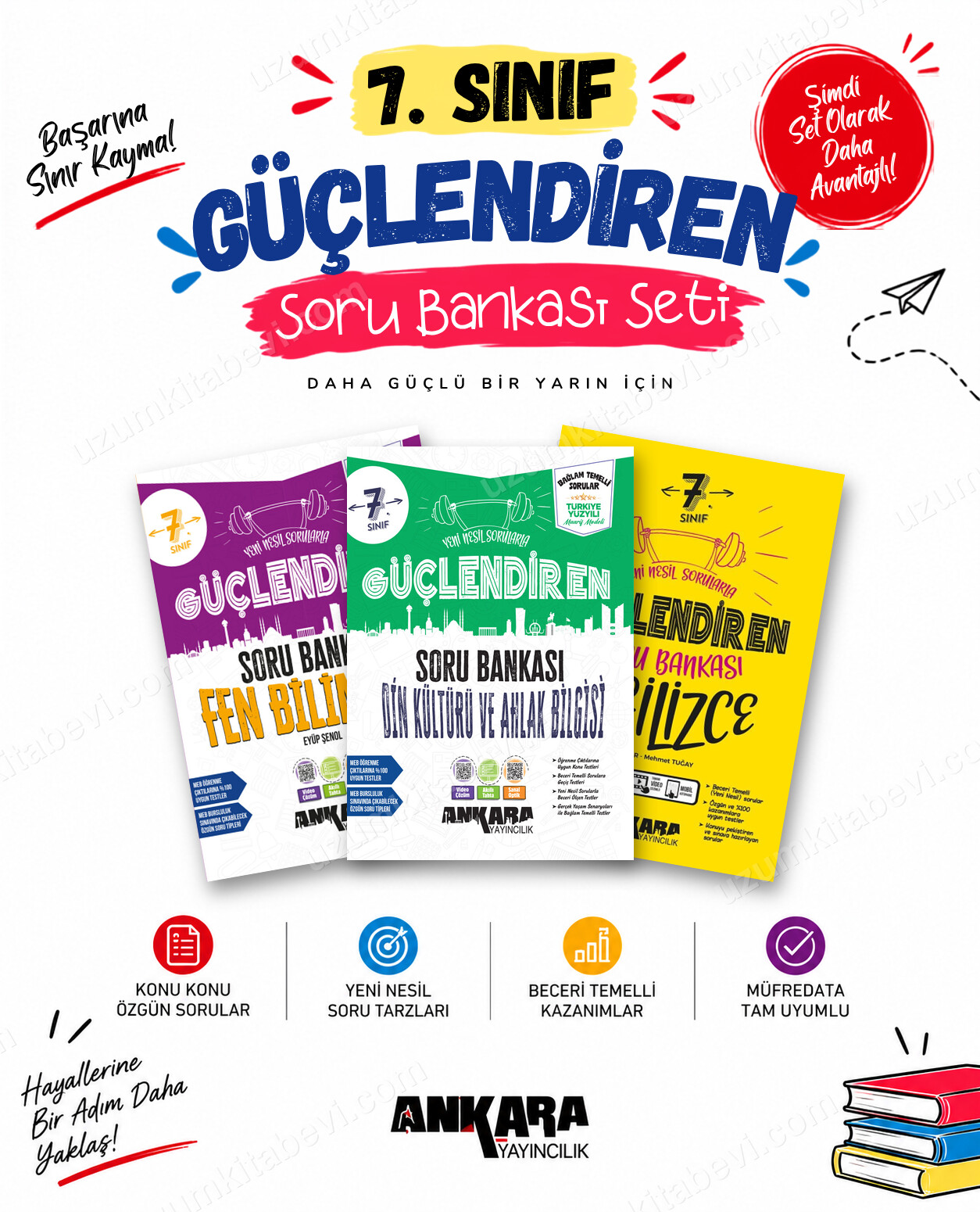 Ankara Yayıncılık 7. Sınıf Fen Bilimleri-Din Kültürü-İngilizce Güçlendiren Soru Bankası Seti (3 Kitap) - Ankara Yayıncılık kitap kapağı