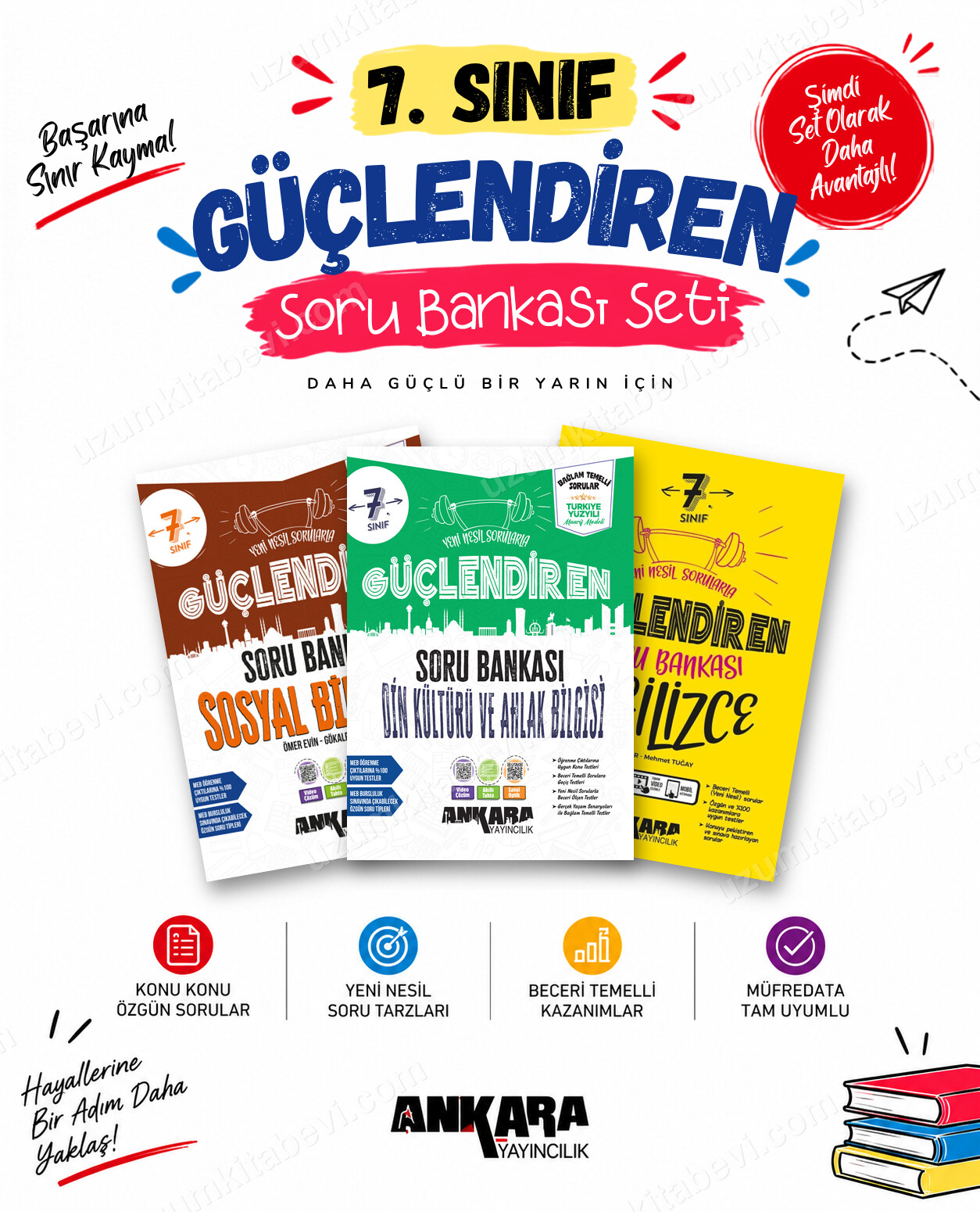Ankara Yayıncılık 7. Sınıf Sosyal Bilgiler-Din Kültürü-İngilizce Güçlendiren Soru Bankası Seti (3 Kitap) - Ankara Yayıncılık kitap kapağı