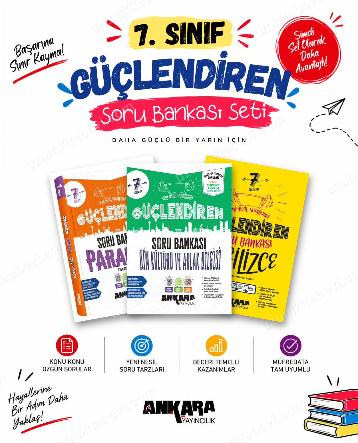 Ankara Yayıncılık 7. Sınıf Paragraf-Din Kültürü-İngilizce Güçlendiren Soru Bankası Seti (3 Kitap) - Ankara Yayıncılık kitap kapağı