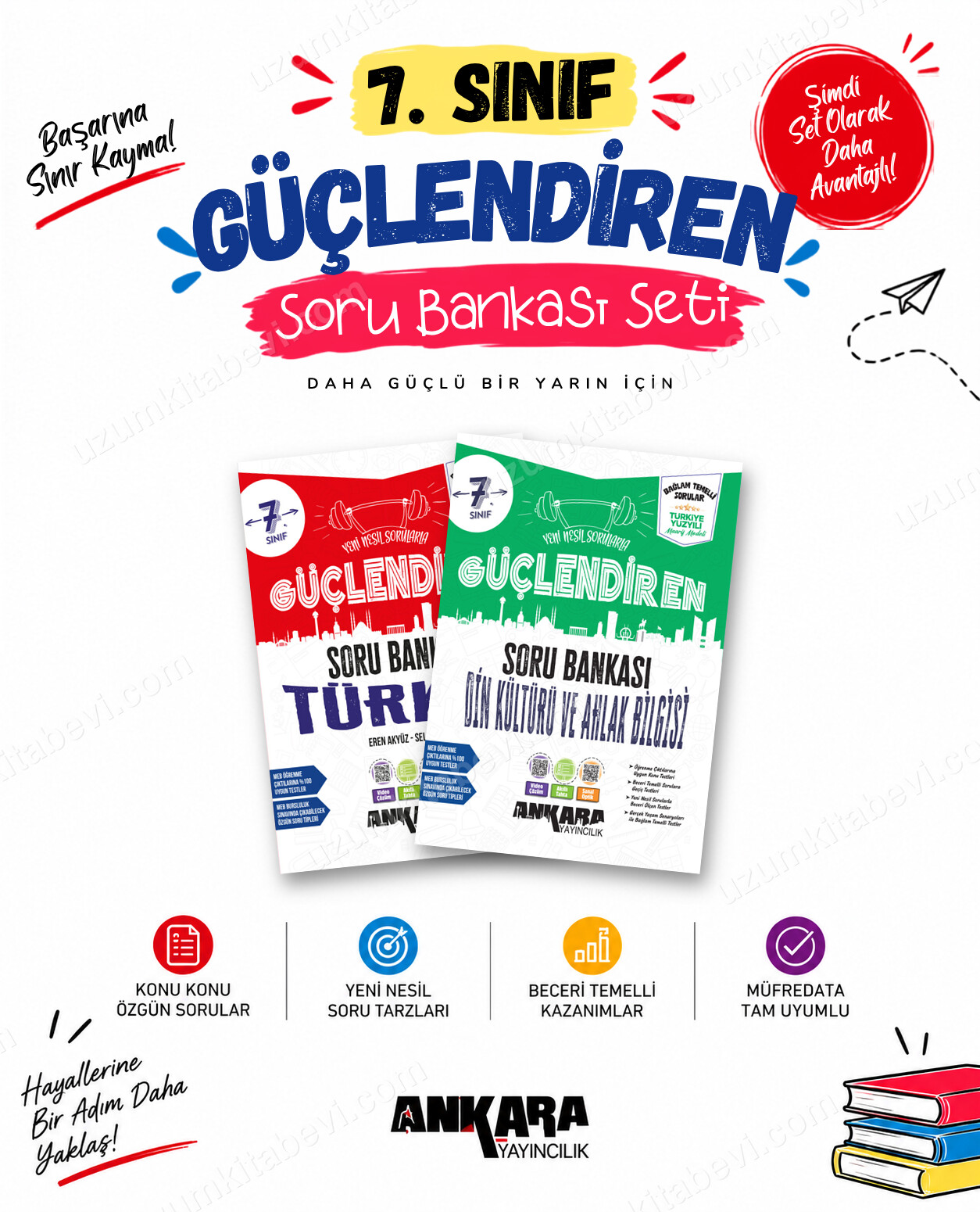 Ankara Yayıncılık 7. Sınıf Türkçe-Din Kültürü Güçlendiren Soru Bankası Seti (2 Kitap) - Ankara Yayıncılık kitap kapağı