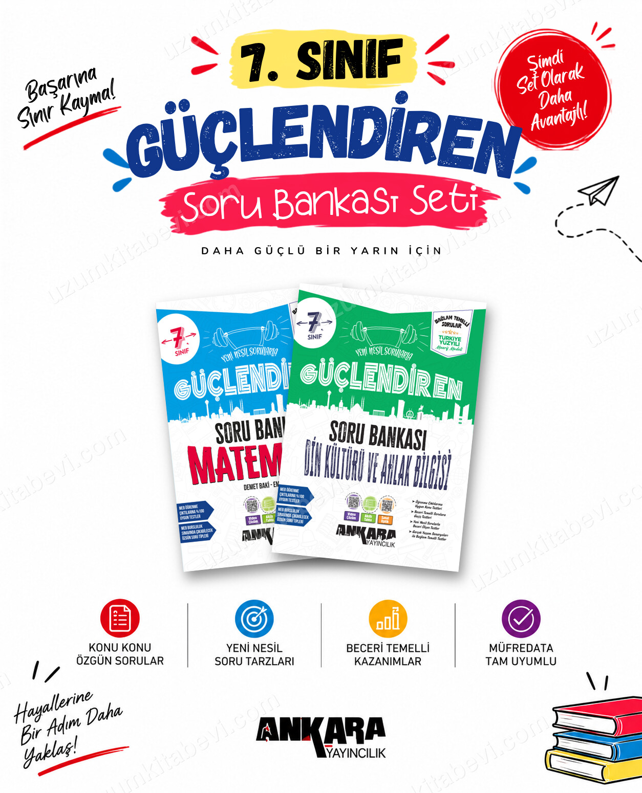 Ankara Yayıncılık 7. Sınıf Matematik-Din Kültürü Güçlendiren Soru Bankası Seti (2 Kitap) - Ankara Yayıncılık kitap kapağı