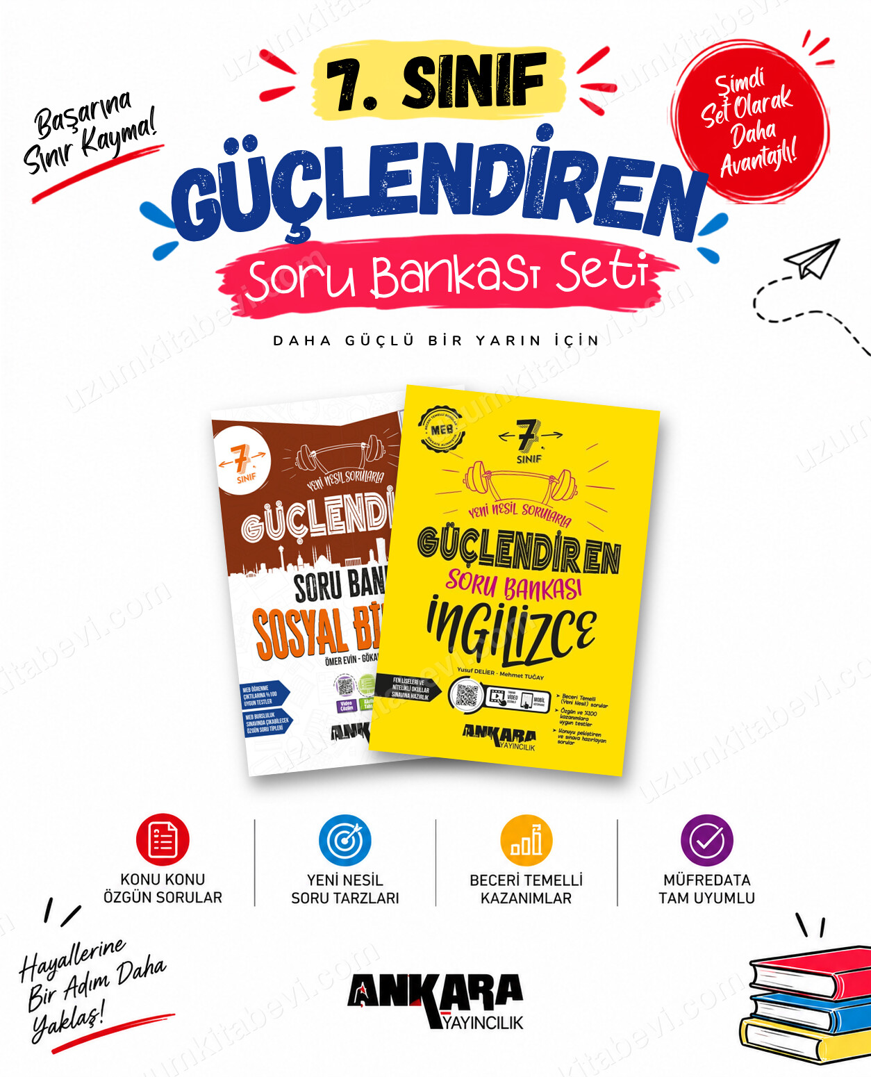 Ankara Yayıncılık 7. Sınıf Sosyal Bilgiler-İngilizce Güçlendiren Soru Bankası Seti (2 Kitap) - Ankara Yayıncılık kitap kapağı
