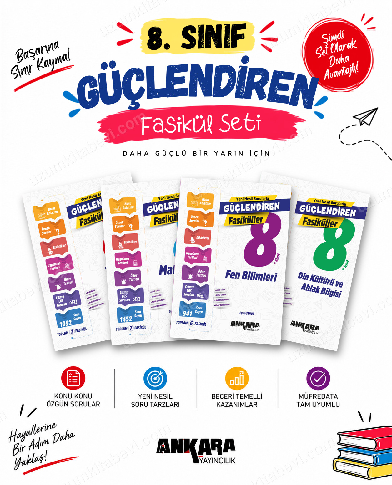 Ankara Yayıncılık 8. Sınıf Türkçe-Matematik-Fen Bilimleri-Din Kültürü Güçlendiren Fasikül Seti (4 Kitap) - Ankara Yayıncılık kitap kapağı