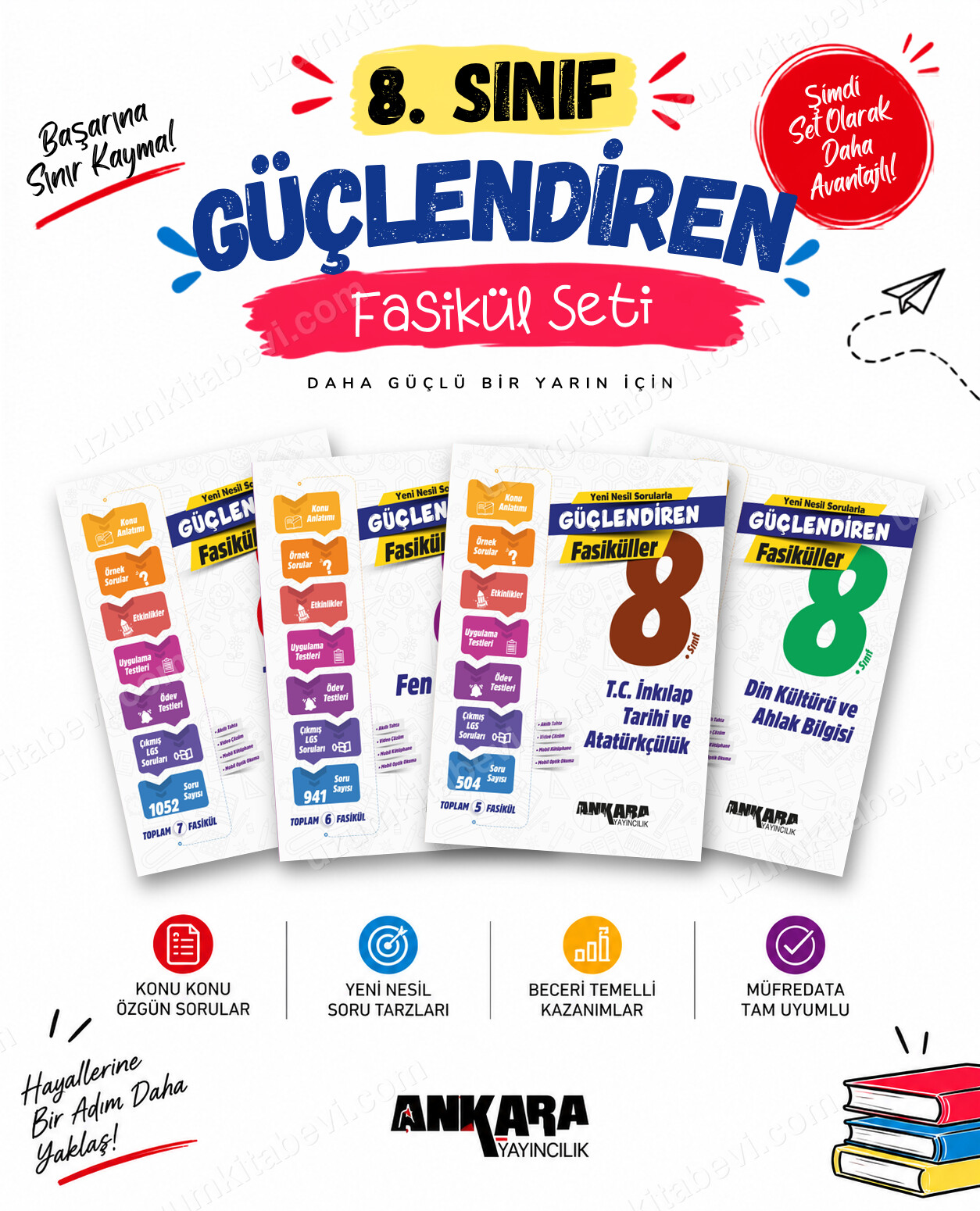 Ankara Yayıncılık 8. Sınıf Türkçe-Fen Bilimleri-İnkılap Tarihi-Din Kültürü Güçlendiren Fasikül Seti (4 Kitap) - Ankara Yayıncılık kitap kapağı