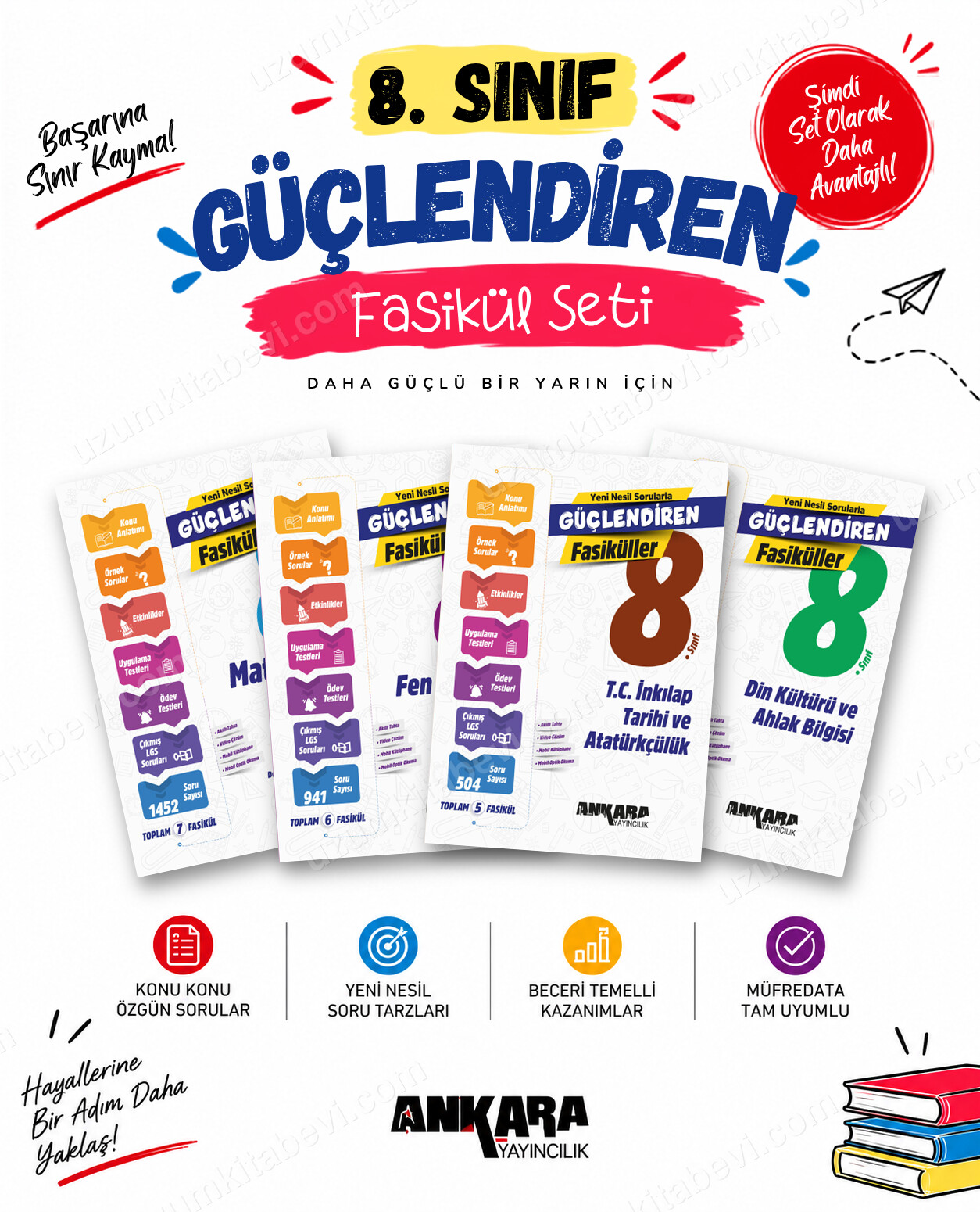 Ankara Yayıncılık 8. Sınıf Matematik-Fen Bilimleri-İnkılap Tarihi-Din Kültürü Güçlendiren Fasikül Seti (4 Kitap) - Ankara Yayıncılık kitap kapağı
