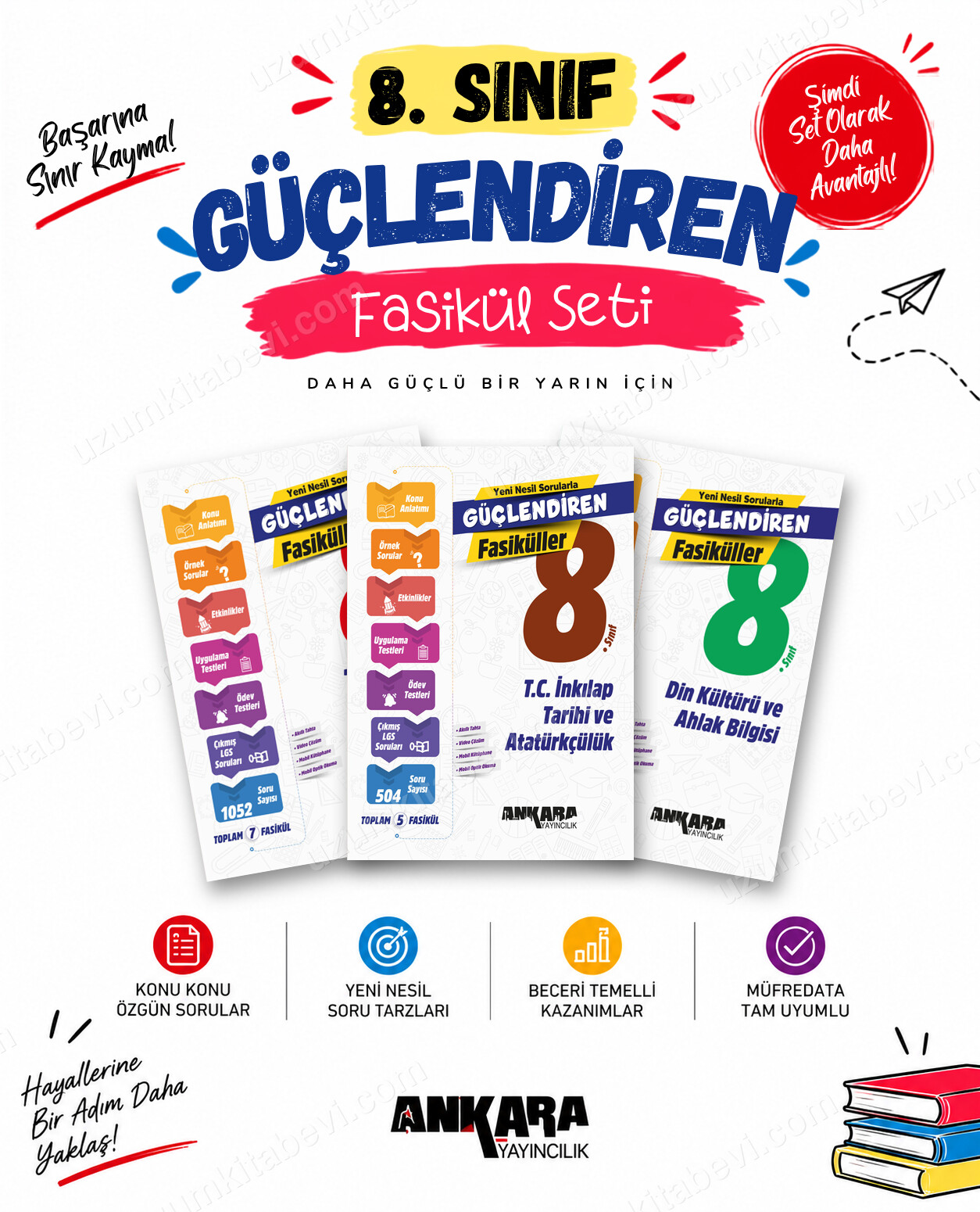 Ankara Yayıncılık 8. Sınıf Türkçe-İnkılap Tarihi-Din Kültürü Güçlendiren Fasikül Seti (3 Kitap) - Ankara Yayıncılık kitap kapağı