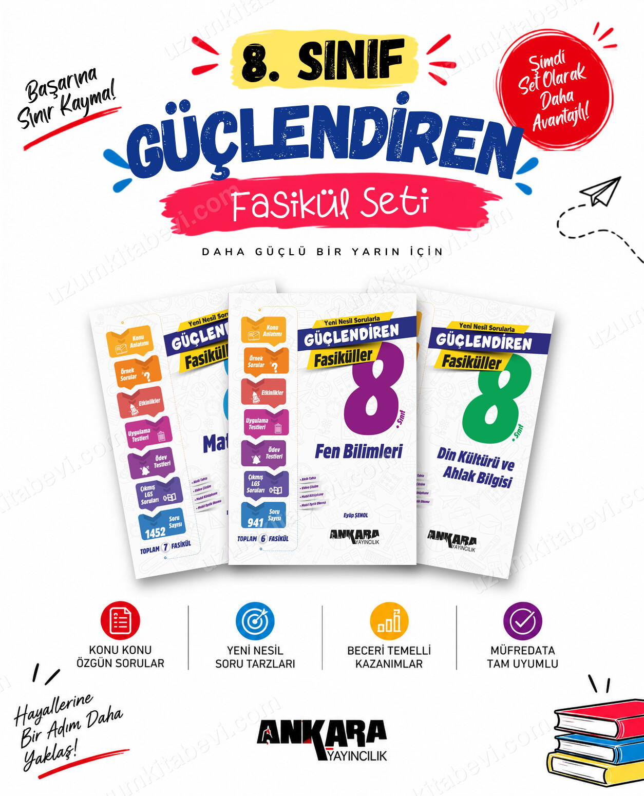 Ankara Yayıncılık 8. Sınıf Matematik-Fen Bilimleri-Din Kültürü Güçlendiren Fasikül Seti (3 Kitap) - Ankara Yayıncılık kitap kapağı