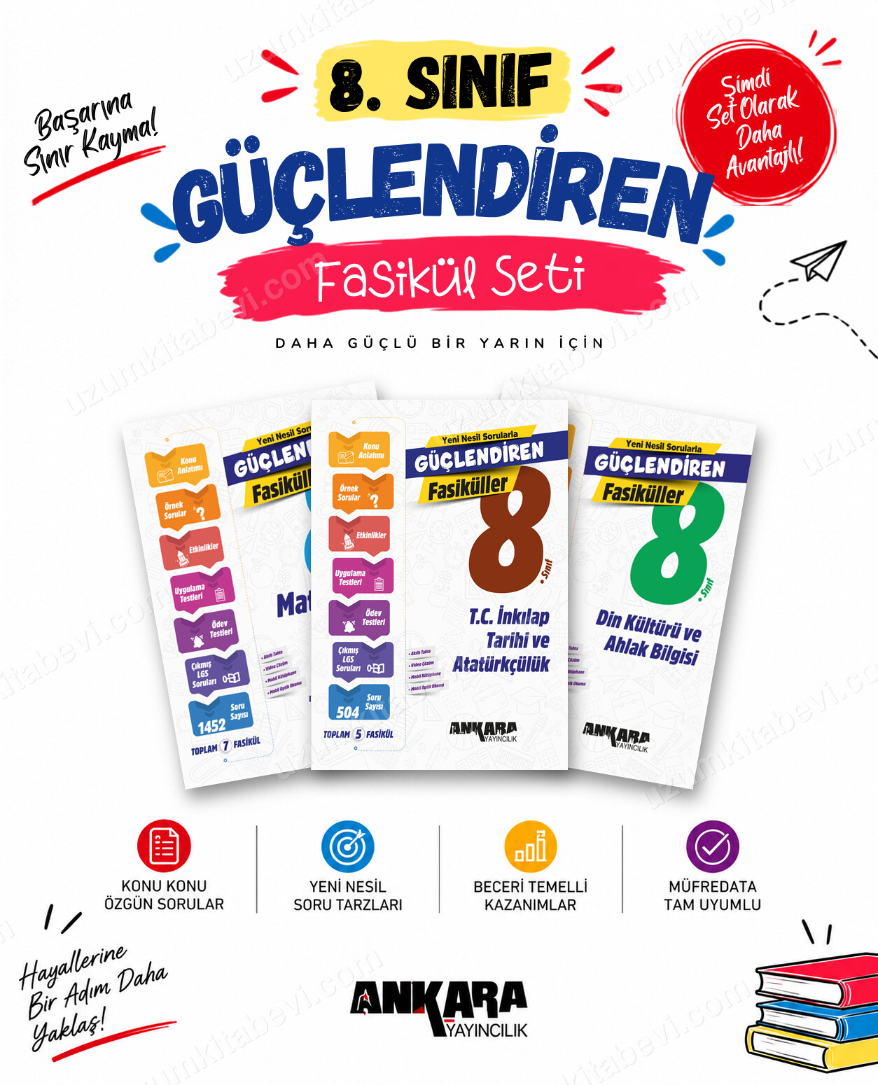 Ankara Yayıncılık 8. Sınıf Matematik-İnkılap Tarihi-Din Kültürü Güçlendiren Fasikül Seti (3 Kitap) - Ankara Yayıncılık kitap kapağı