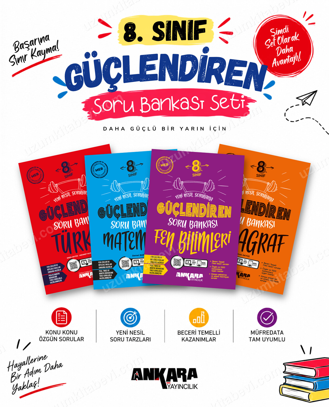 Ankara Yayıncılık 8. Sınıf Türkçe-Matematik-Fen Bilimleri-Paragraf Güçlendiren Soru Bankası Seti (4 Kitap) - Ankara Yayıncılık kitap kapağı