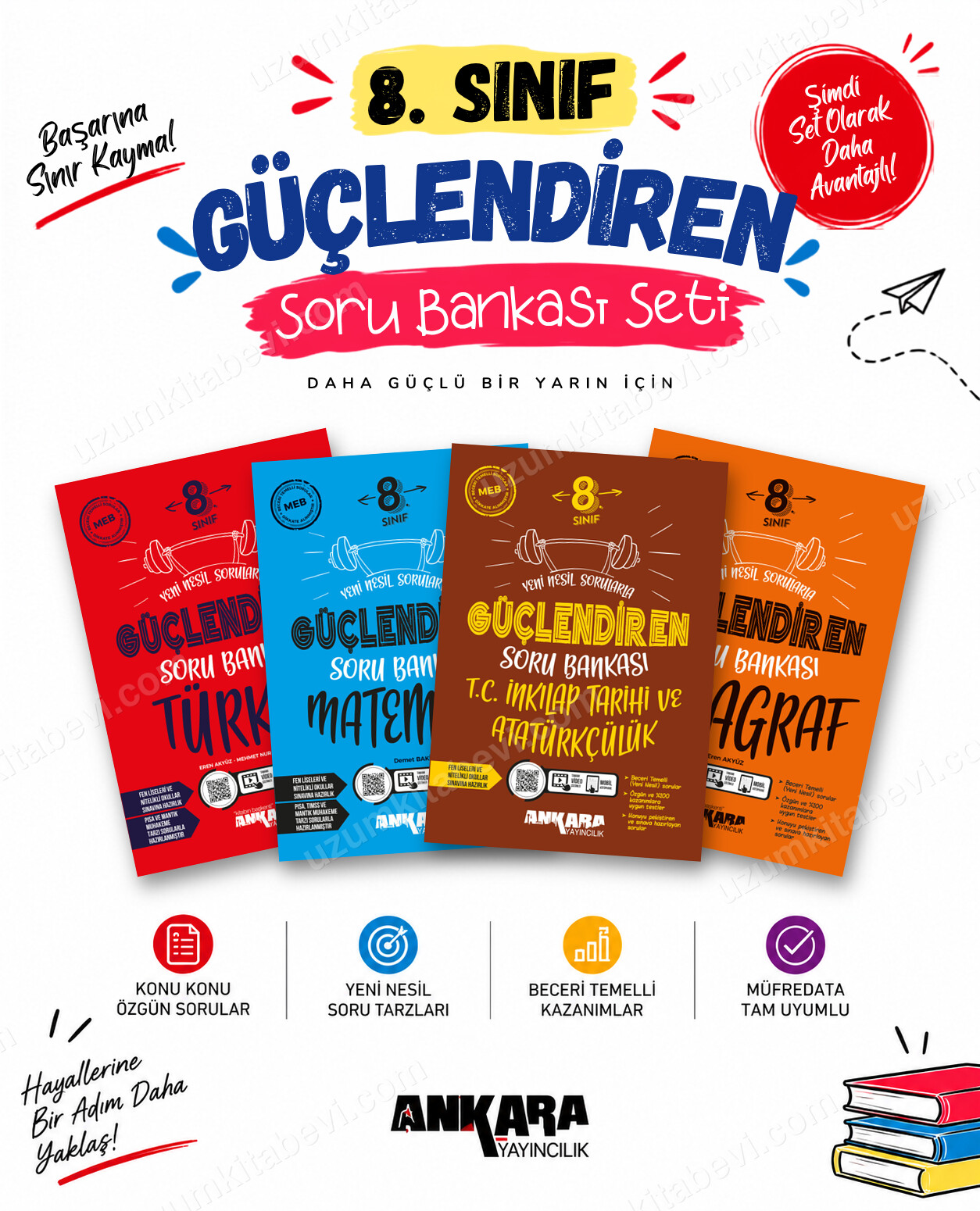 Ankara Yayıncılık 8. Sınıf Türkçe-Matematik-İnkılap Tarihi-Paragraf Güçlendiren Soru Bankası Seti (4 Kitap) - Ankara Yayıncılık kitap kapağı