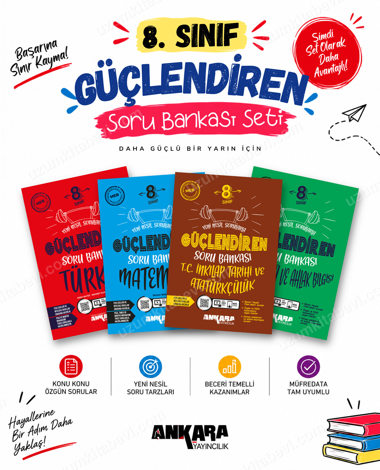Ankara Yayıncılık 8. Sınıf Türkçe-Matematik-İnkılap Tarihi-Din Kültürü Güçlendiren Soru Bankası Seti (4 Kitap) - Ankara Yayıncılık kitap kapağı