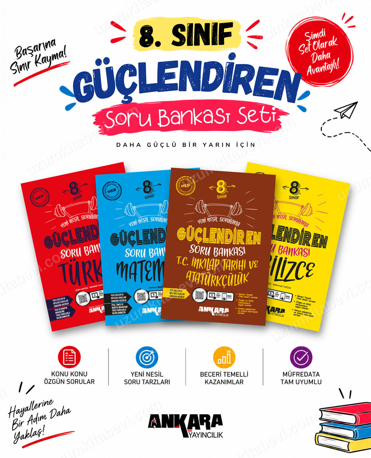 Ankara Yayıncılık 8. Sınıf Türkçe-Matematik-İnkılap Tarihi-İngilizce Güçlendiren Soru Bankası Seti (4 Kitap) - Ankara Yayıncılık kitap kapağı