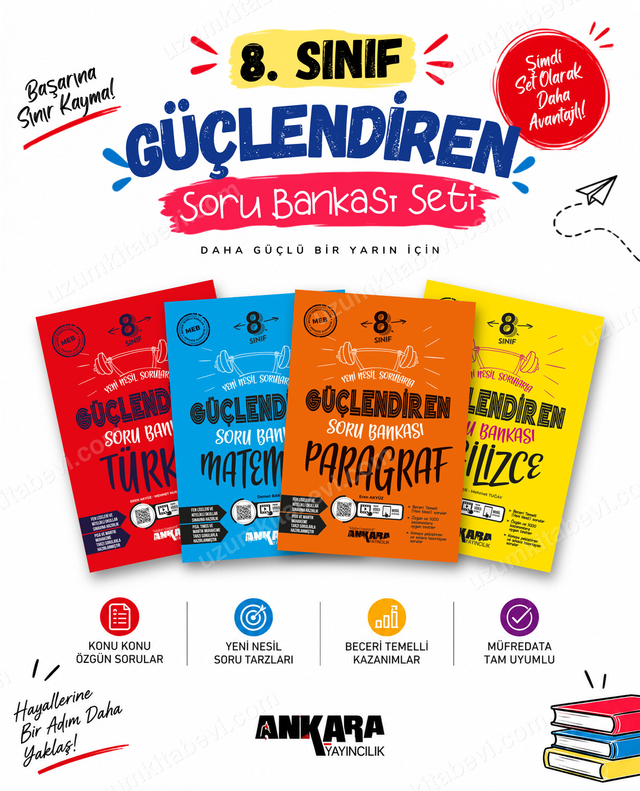 Ankara Yayıncılık 8. Sınıf Türkçe-Matematik-Paragraf-İngilizce Güçlendiren Soru Bankası Seti (4 Kitap) - Ankara Yayıncılık kitap kapağı