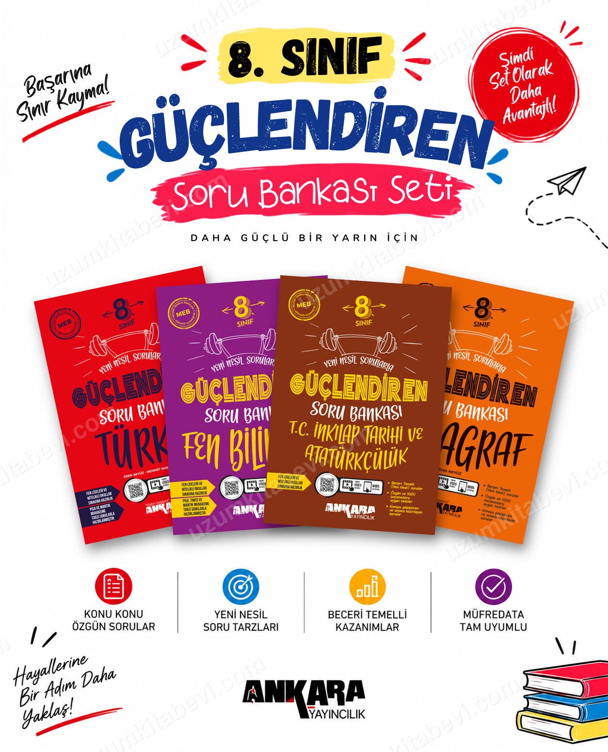 Ankara Yayıncılık 8. Sınıf Türkçe-Fen Bilimleri-İnkılap Tarihi-Paragraf Güçlendiren Soru Bankası Seti (4 Kitap) - Ankara Yayıncılık kitap kapağı