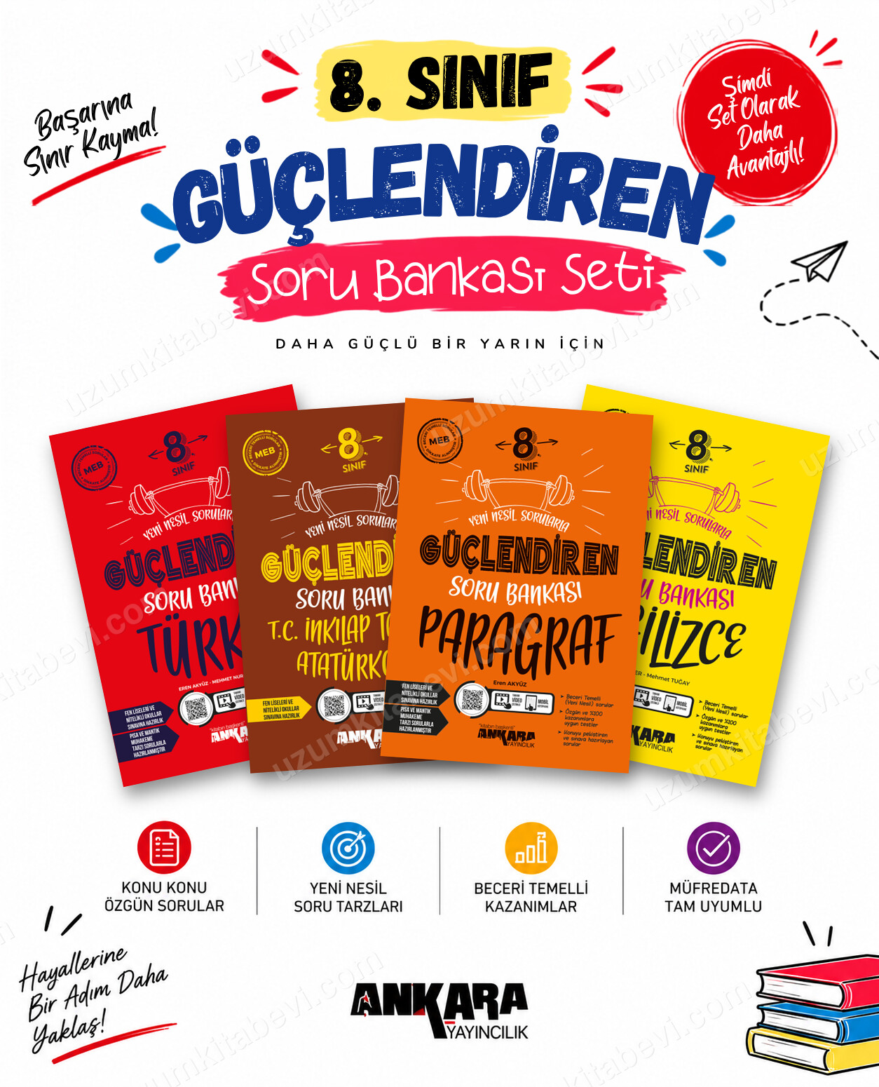 Ankara Yayıncılık 8. Sınıf Türkçe-İnkılap Tarihi-Paragraf-İngilizce Güçlendiren Soru Bankası Seti (4 Kitap) - Ankara Yayıncılık kitap kapağı