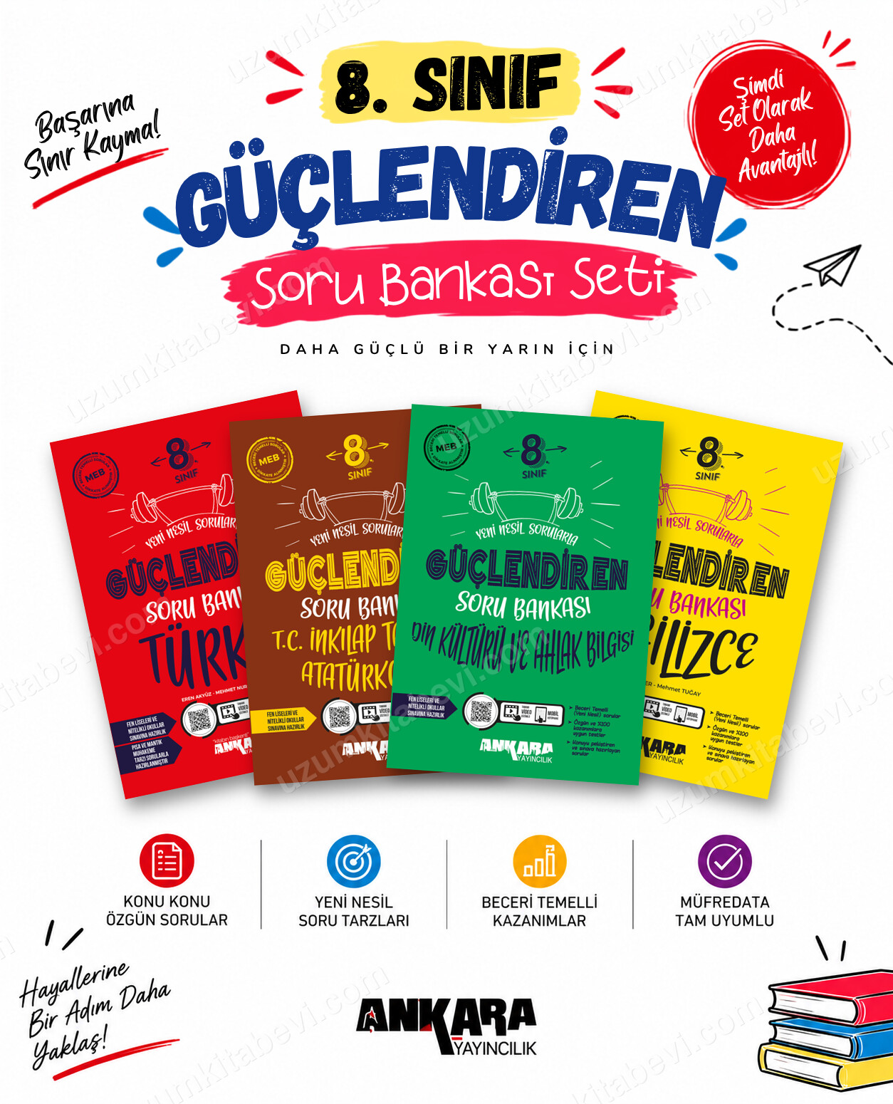 Ankara Yayıncılık 8. Sınıf Türkçe-İnkılap Tarihi-Din Kültürü-İngilizce Güçlendiren Soru Bankası Seti (4 Kitap) - Ankara Yayıncılık kitap kapağı