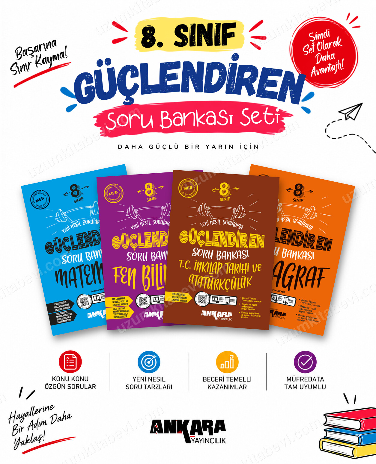 Ankara Yayıncılık 8. Sınıf Matematik-Fen Bilimleri-İnkılap Tarihi-Paragraf Güçlendiren Soru Bankası Seti (4 Kitap) - Ankara Yayıncılık kitap kapağı