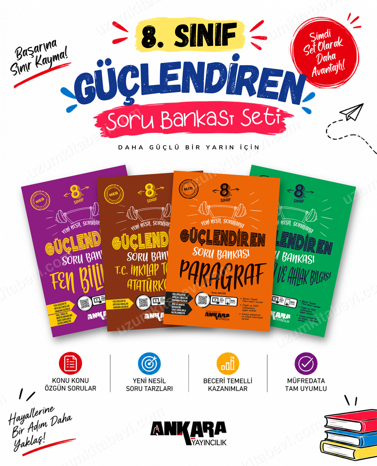 Ankara Yayıncılık 8. Sınıf Fen Bilimleri-İnkılap Tarihi-Paragraf-Din Kültürü Güçlendiren Soru Bankası Seti (4 Kitap) - Ankara Yayıncılık kitap kapağı