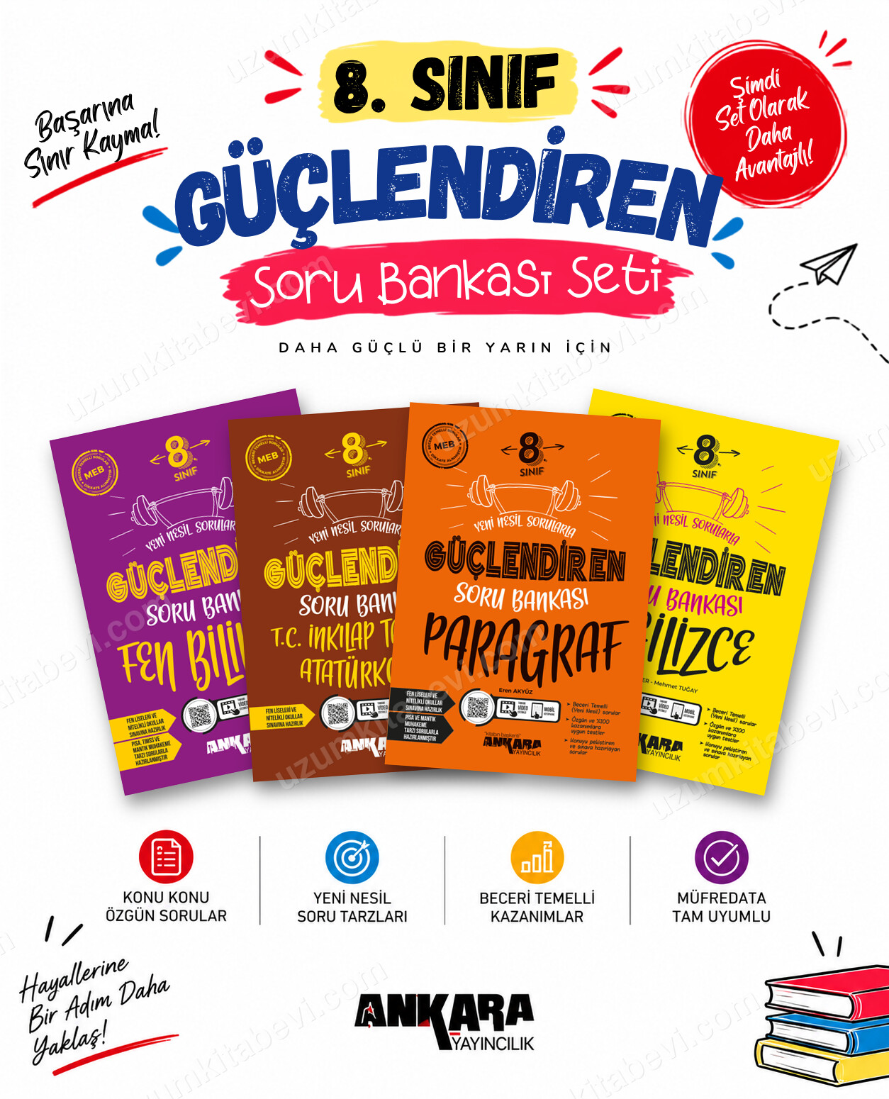 Ankara Yayıncılık 8. Sınıf Fen Bilimleri-İnkılap Tarihi-Paragraf-İngilizce Güçlendiren Soru Bankası Seti (4 Kitap) - Ankara Yayıncılık kitap kapağı