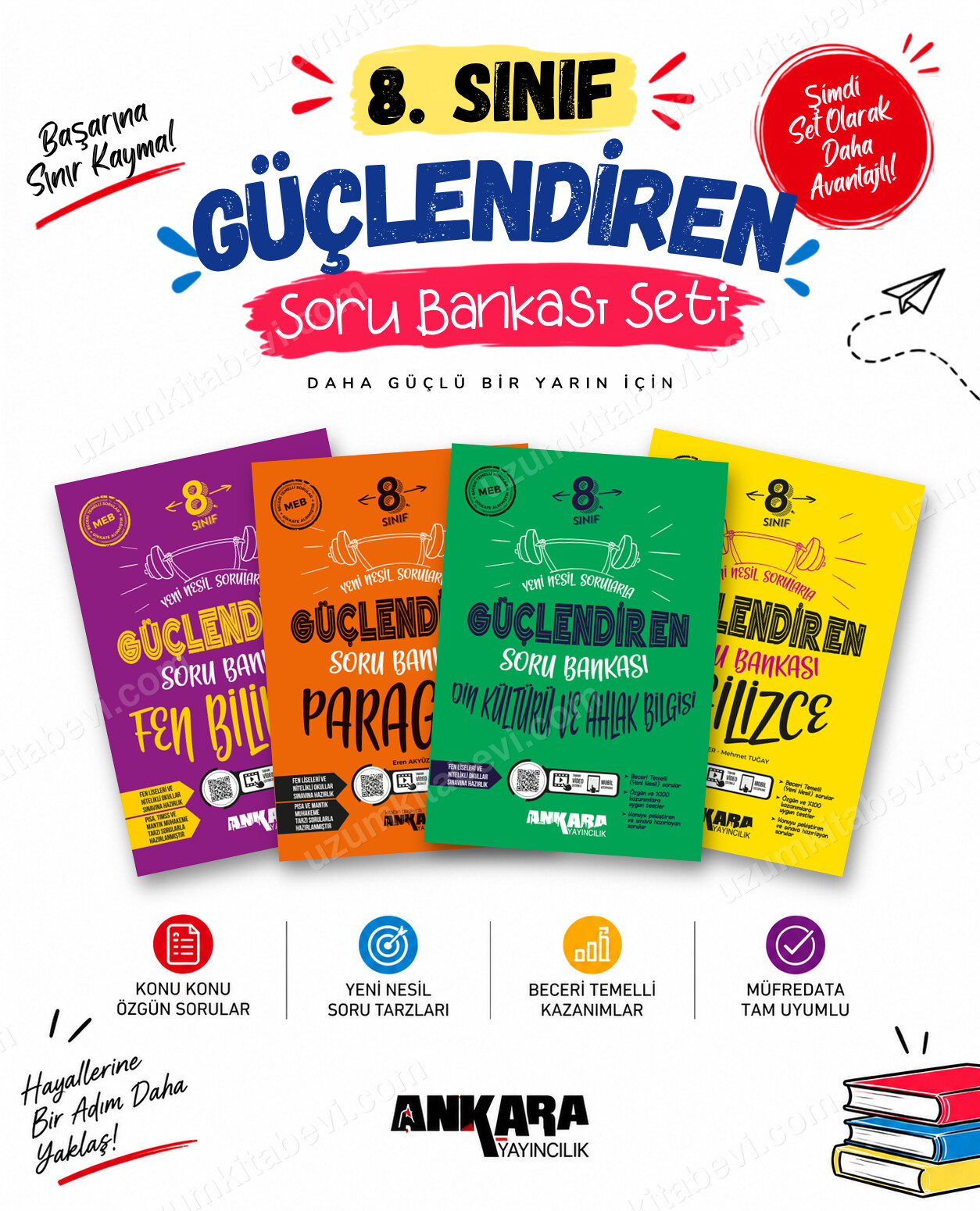 Ankara Yayıncılık 8. Sınıf Fen Bilimleri-Paragraf-Din Kültürü-İngilizce Güçlendiren Soru Bankası Seti (4 Kitap) - Ankara Yayıncılık kitap kapağı
