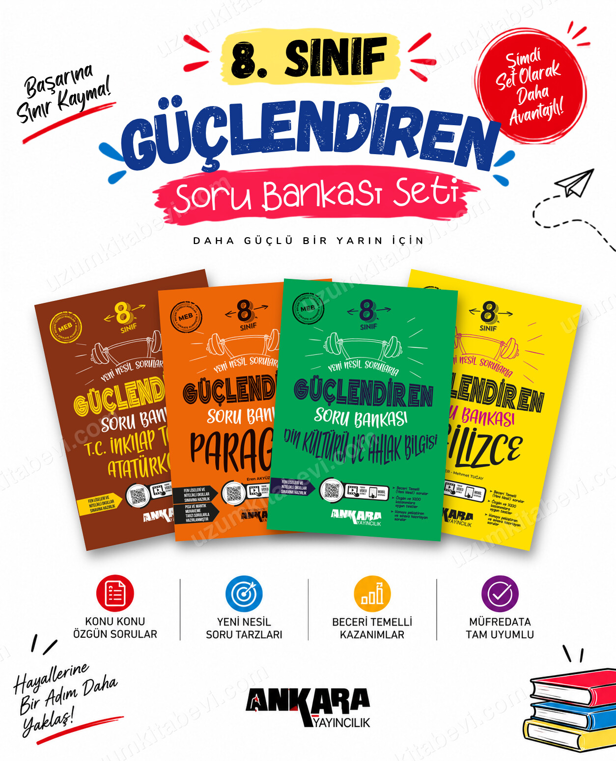 Ankara Yayıncılık 8. Sınıf İnkılap Tarihi-Paragraf-Din Kültürü-İngilizce Güçlendiren Soru Bankası Seti (4 Kitap) - Ankara Yayıncılık kitap kapağı