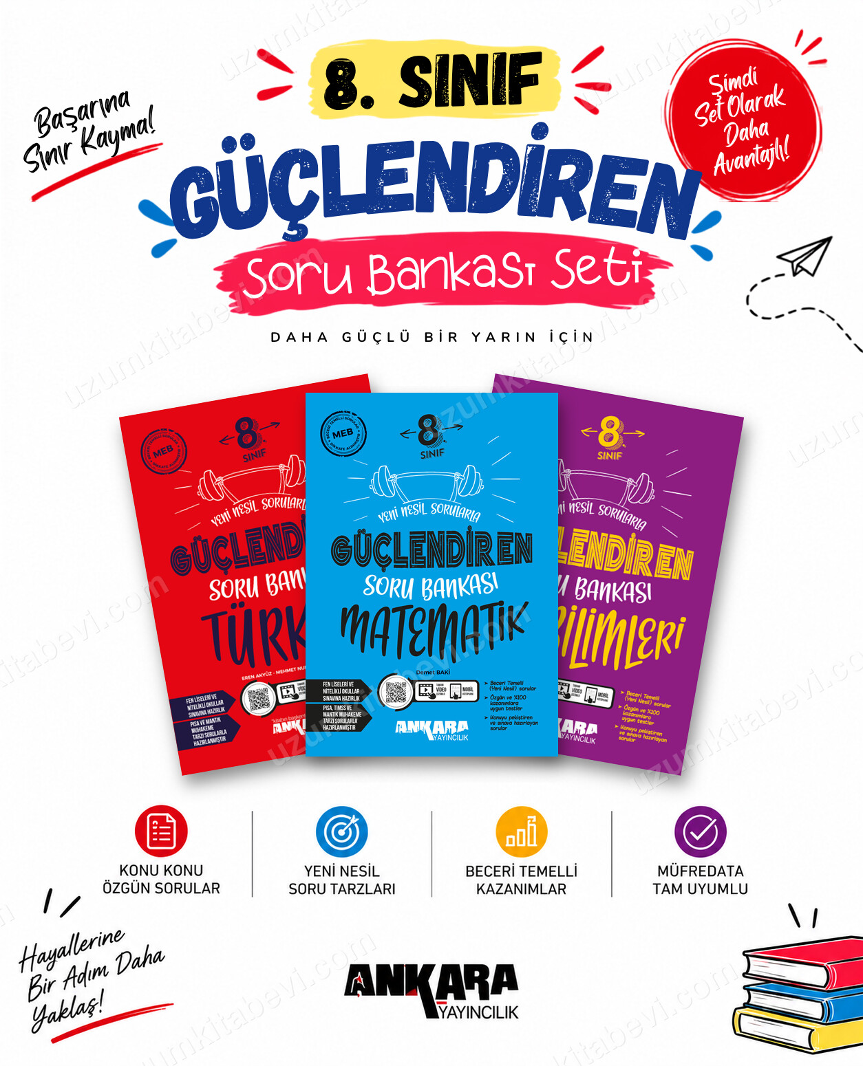 Ankara Yayıncılık 8. Sınıf Türkçe-Matematik-Fen Bilimleri Güçlendiren Soru Bankası Seti (3 Kitap) - Ankara Yayıncılık kitap kapağı