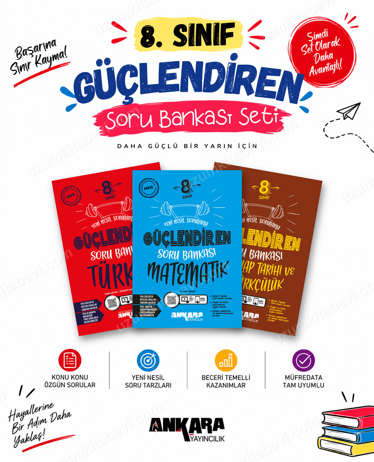 Ankara Yayıncılık 8. Sınıf Türkçe-Matematik-İnkılap Tarihi Güçlendiren Soru Bankası Seti (3 Kitap) - Ankara Yayıncılık kitap kapağı