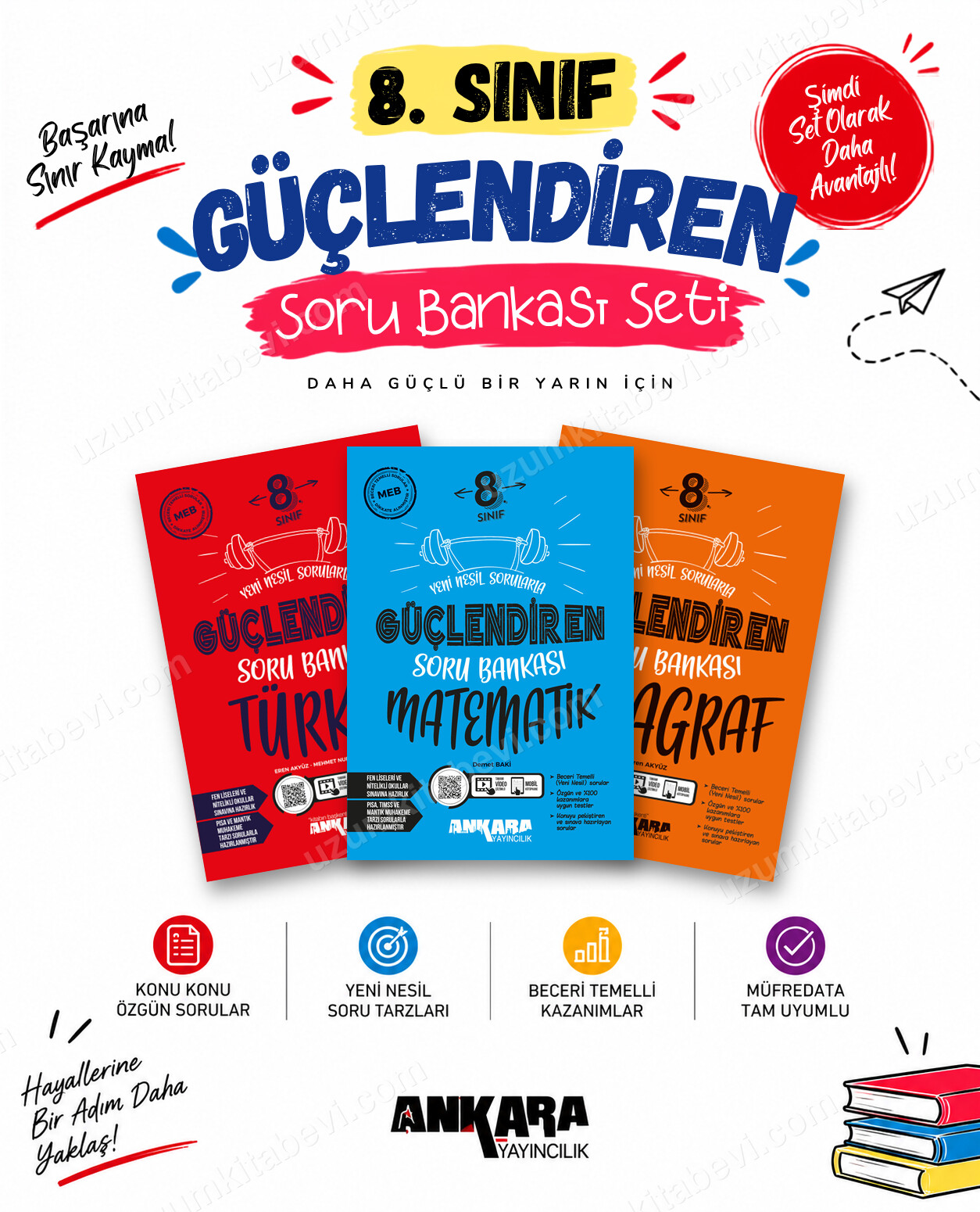Ankara Yayıncılık 8. Sınıf Türkçe-Matematik-Paragraf Güçlendiren Soru Bankası Seti (3 Kitap) - Ankara Yayıncılık kitap kapağı