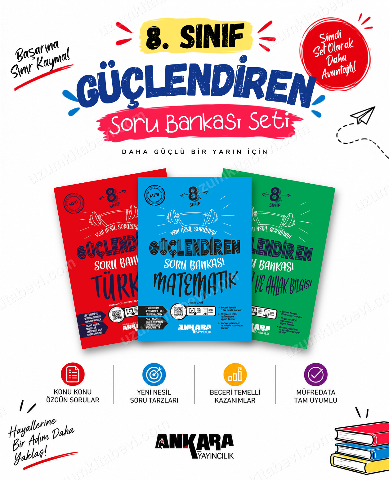 Ankara Yayıncılık 8. Sınıf Türkçe-Matematik-Din Kültürü Güçlendiren Soru Bankası Seti (3 Kitap) - Ankara Yayıncılık kitap kapağı
