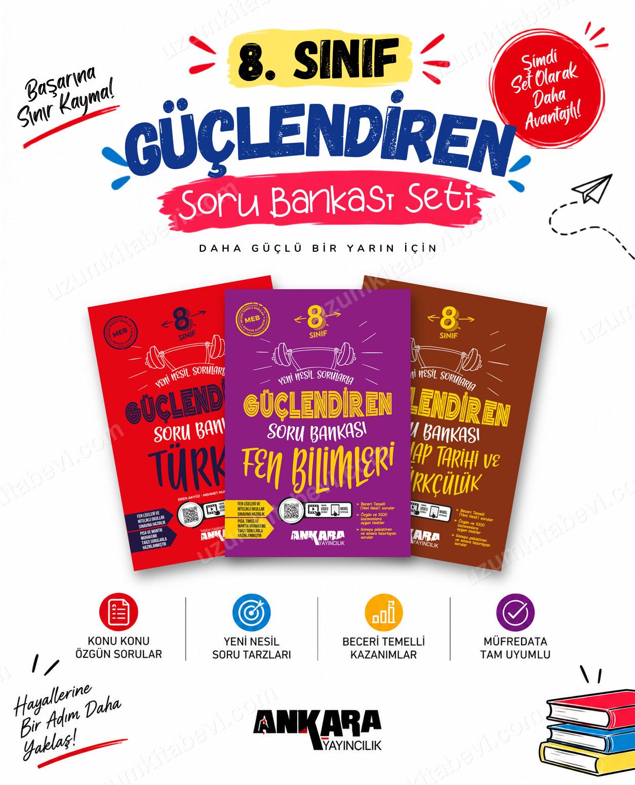 Ankara Yayıncılık 8. Sınıf Türkçe-Fen Bilimleri-İnkılap Tarihi Güçlendiren Soru Bankası Seti (3 Kitap) - Ankara Yayıncılık kitap kapağı