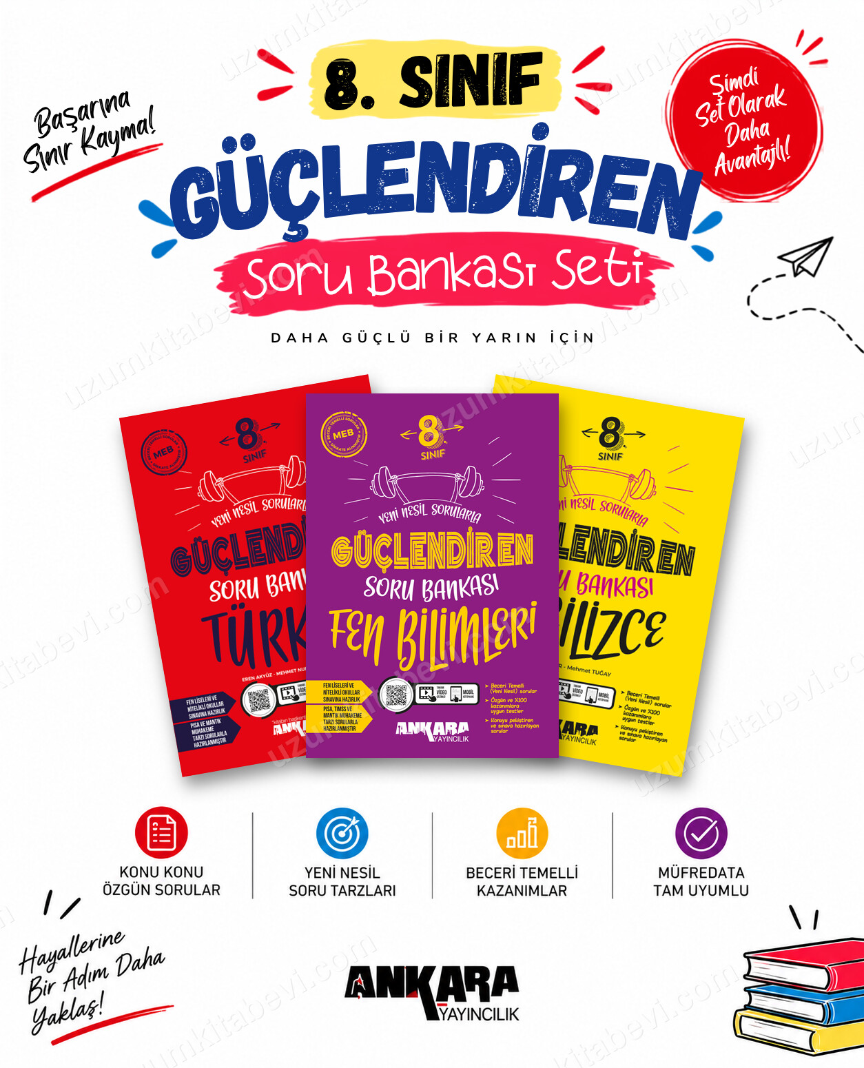 Ankara Yayıncılık 8. Sınıf Türkçe-Fen Bilimleri-İngilizce Güçlendiren Soru Bankası Seti (3 Kitap) - Ankara Yayıncılık kitap kapağı