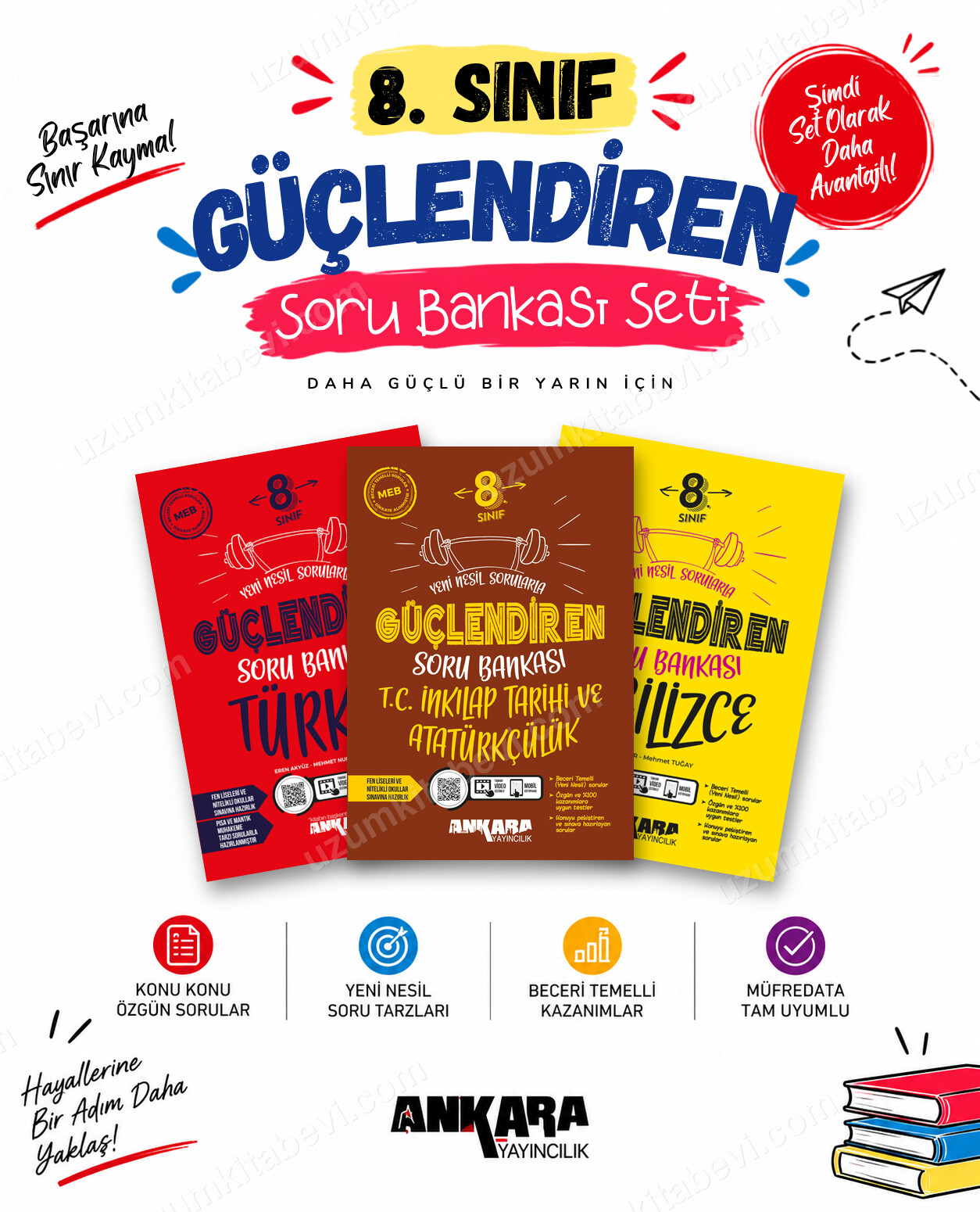 Ankara Yayıncılık 8. Sınıf Türkçe-İnkılap Tarihi-İngilizce Güçlendiren Soru Bankası Seti (3 Kitap) - Ankara Yayıncılık kitap kapağı