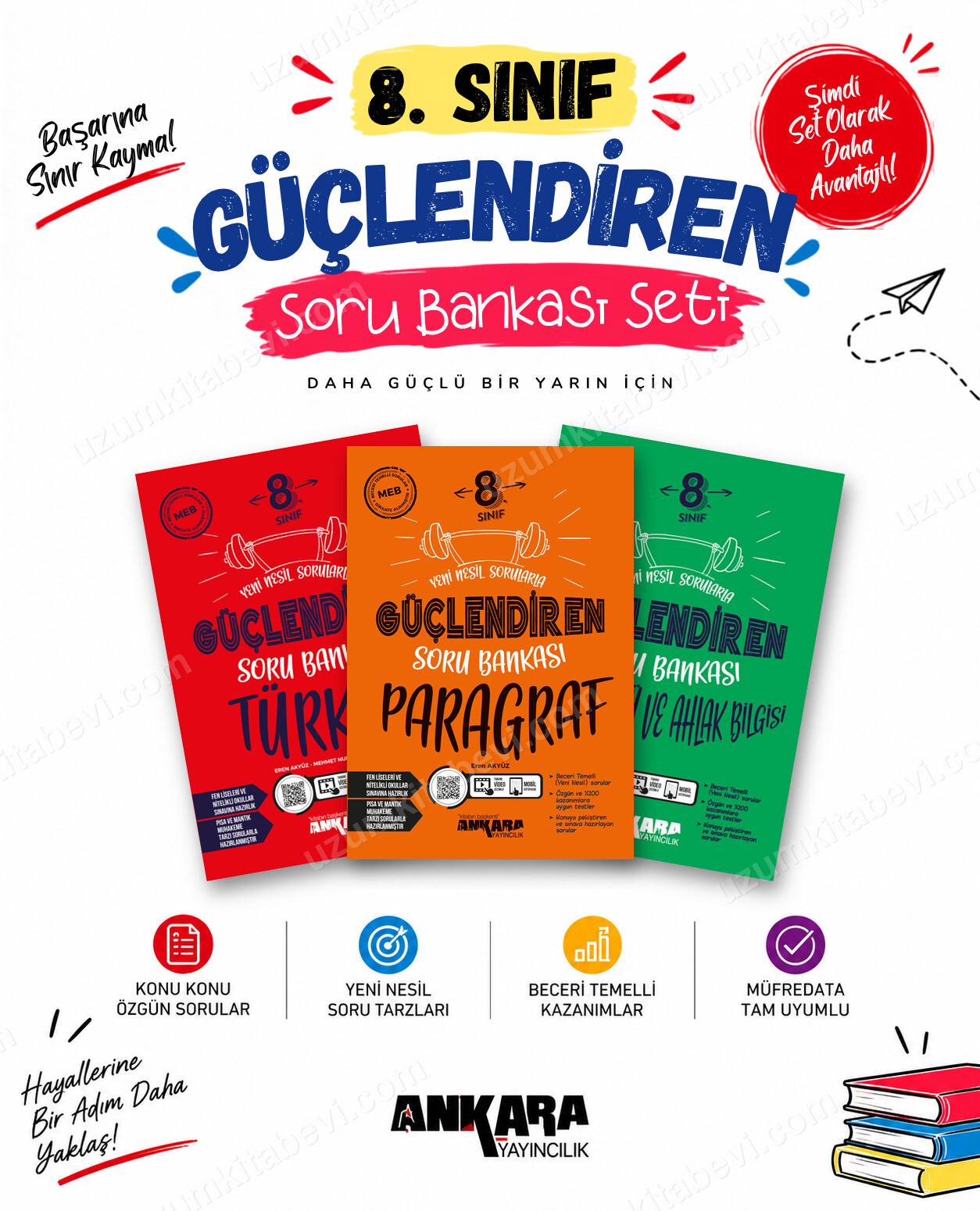 Ankara Yayıncılık 8. Sınıf Türkçe-Paragraf-Din Kültürü Güçlendiren Soru Bankası Seti (3 Kitap) - Ankara Yayıncılık kitap kapağı