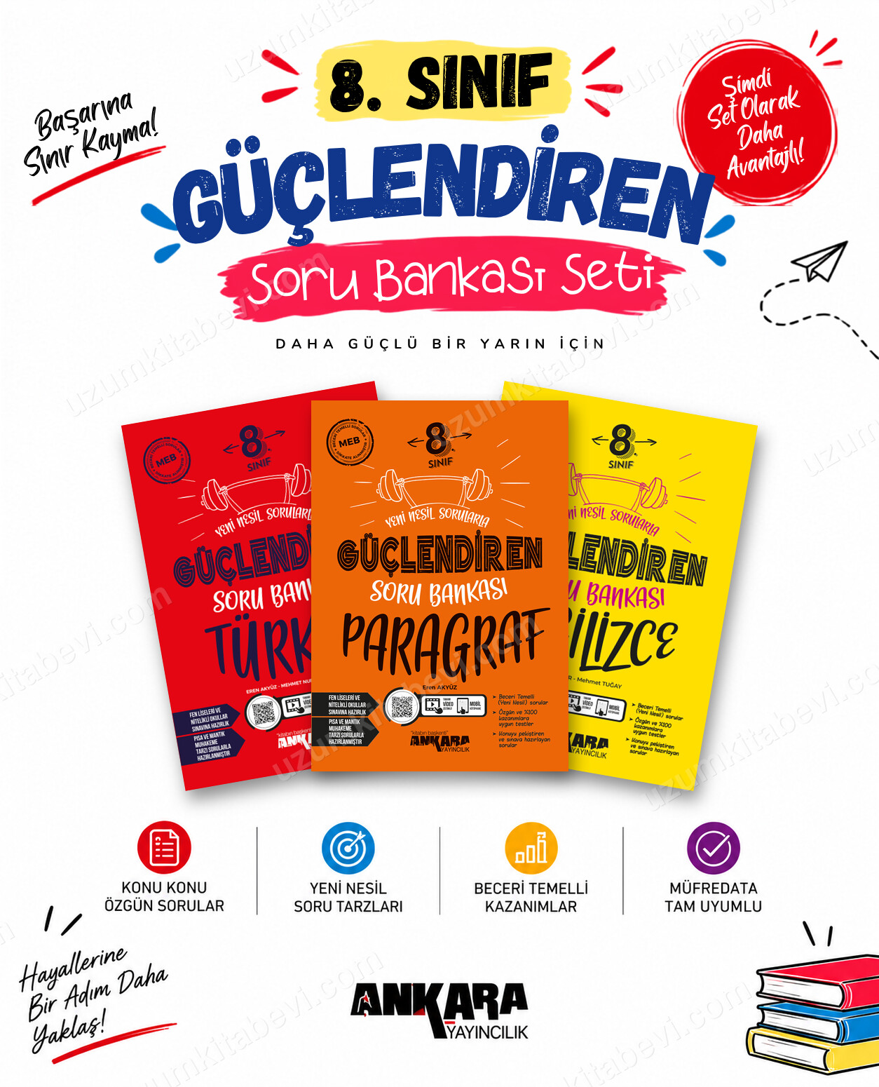 Ankara Yayıncılık 8. Sınıf Türkçe-Paragraf-İngilizce Güçlendiren Soru Bankası Seti (3 Kitap) - Ankara Yayıncılık kitap kapağı