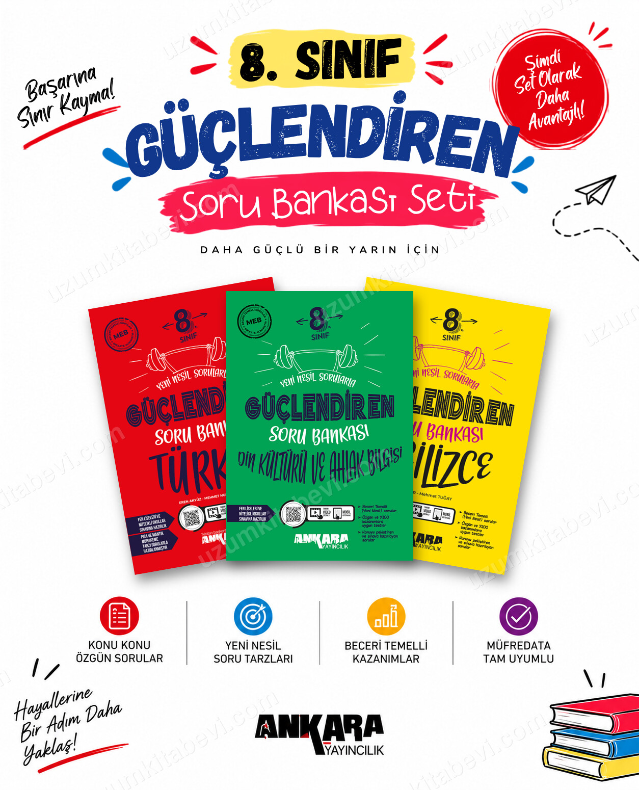 Ankara Yayıncılık 8. Sınıf Türkçe-Din Kültürü-İngilizce Güçlendiren Soru Bankası Seti (3 Kitap) - Ankara Yayıncılık kitap kapağı
