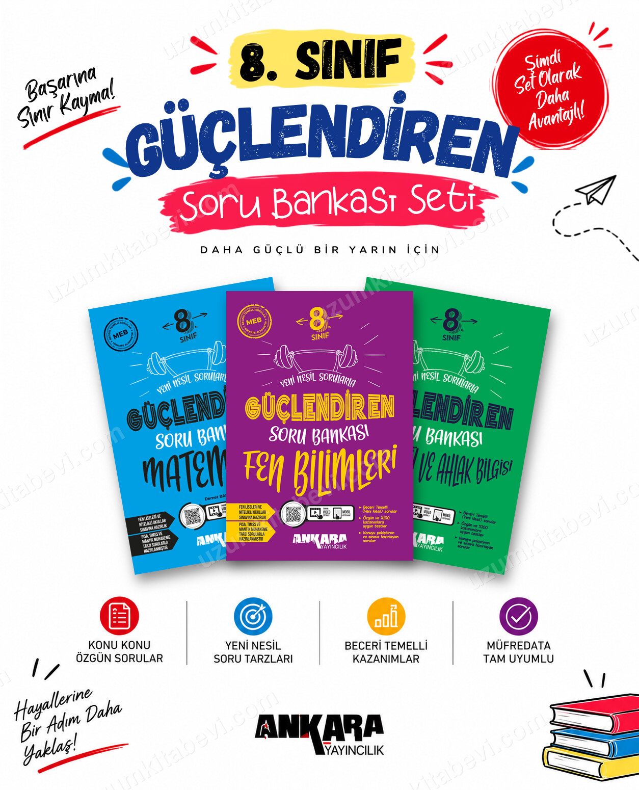 Ankara Yayıncılık 8. Sınıf Matematik-Fen Bilimleri-Din Kültürü Güçlendiren Soru Bankası Seti (3 Kitap) - Ankara Yayıncılık kitap kapağı
