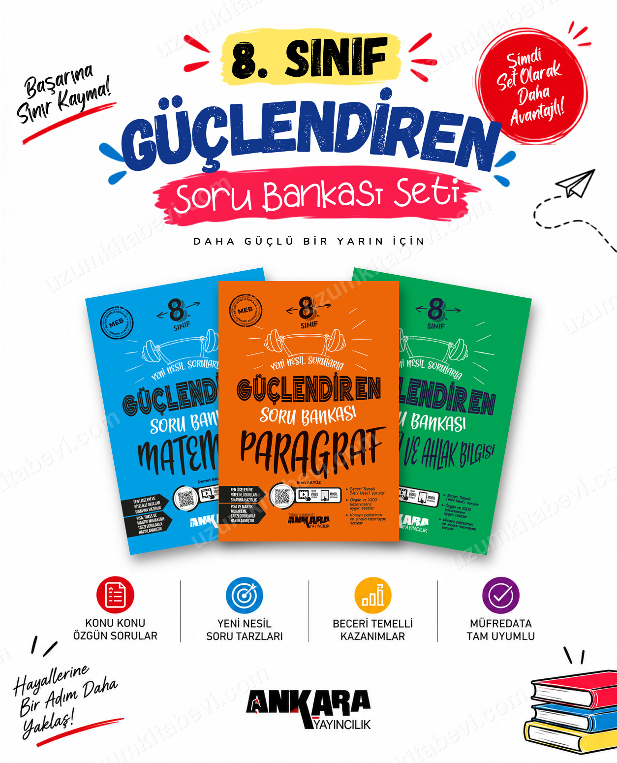 Ankara Yayıncılık 8. Sınıf Matematik-Paragraf-Din Kültürü Güçlendiren Soru Bankası Seti (3 Kitap) - Ankara Yayıncılık kitap kapağı
