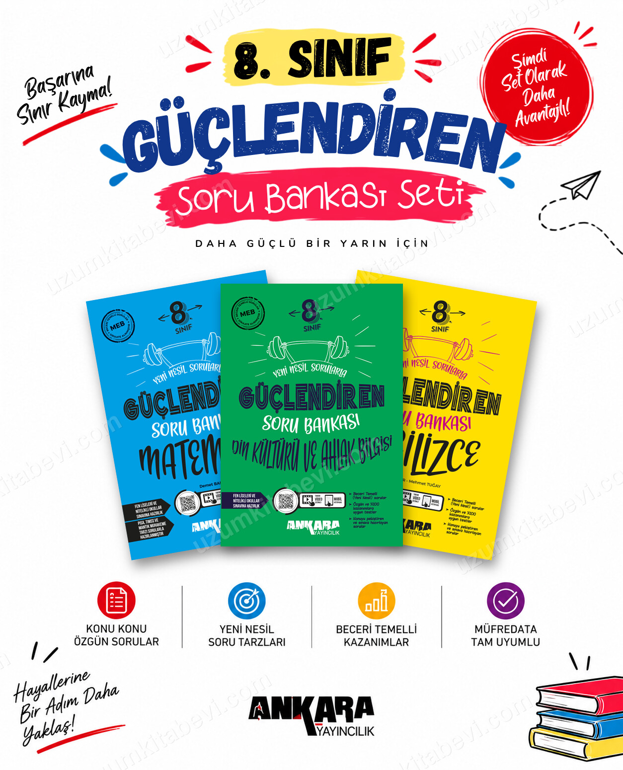Ankara Yayıncılık 8. Sınıf Matematik-Din Kültürü-İngilizce Güçlendiren Soru Bankası Seti (3 Kitap) - Ankara Yayıncılık kitap kapağı