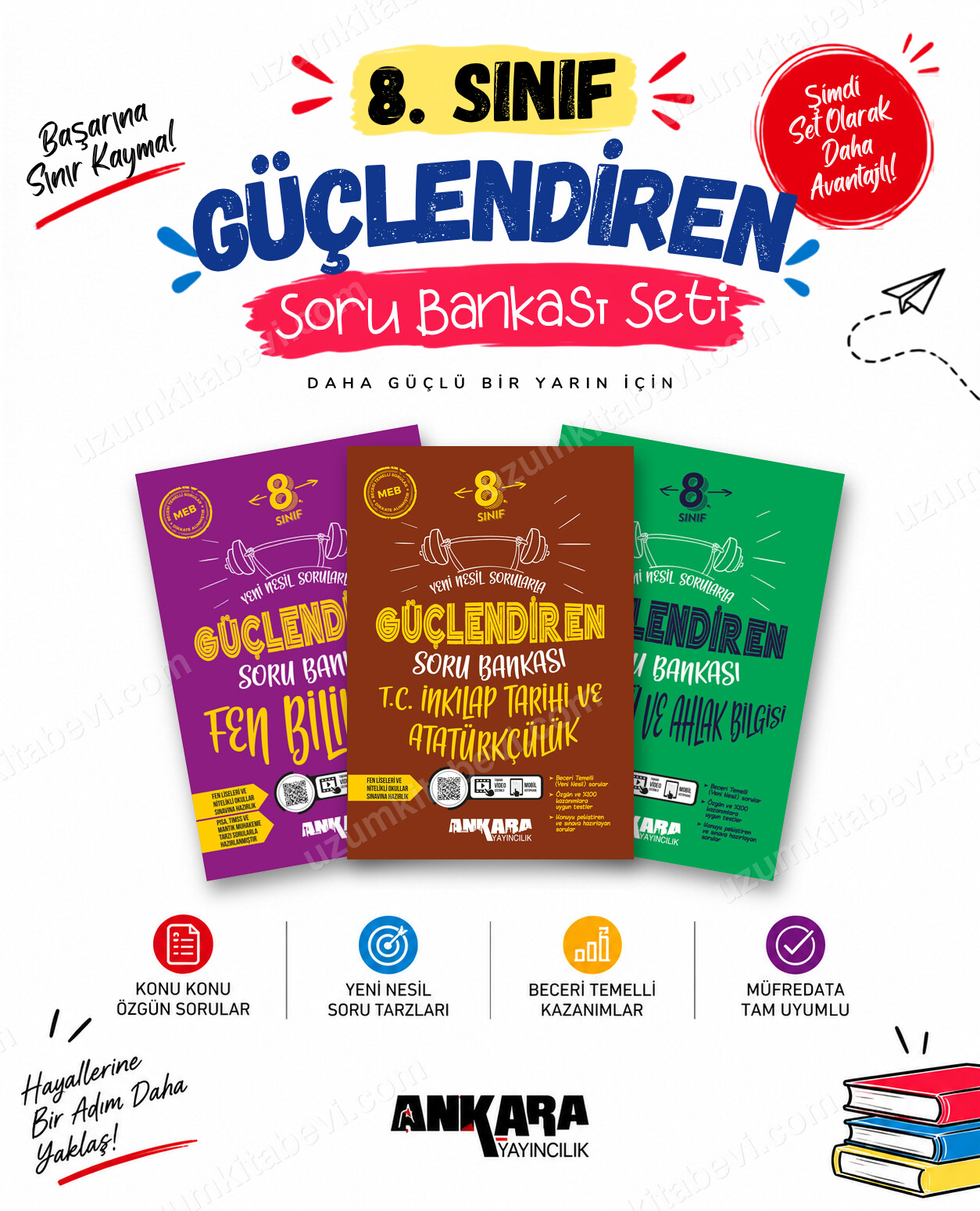 Ankara Yayıncılık 8. Sınıf Fen Bilimleri-İnkılap Tarihi-Din Kültürü Güçlendiren Soru Bankası Seti (3 Kitap) - Ankara Yayıncılık kitap kapağı
