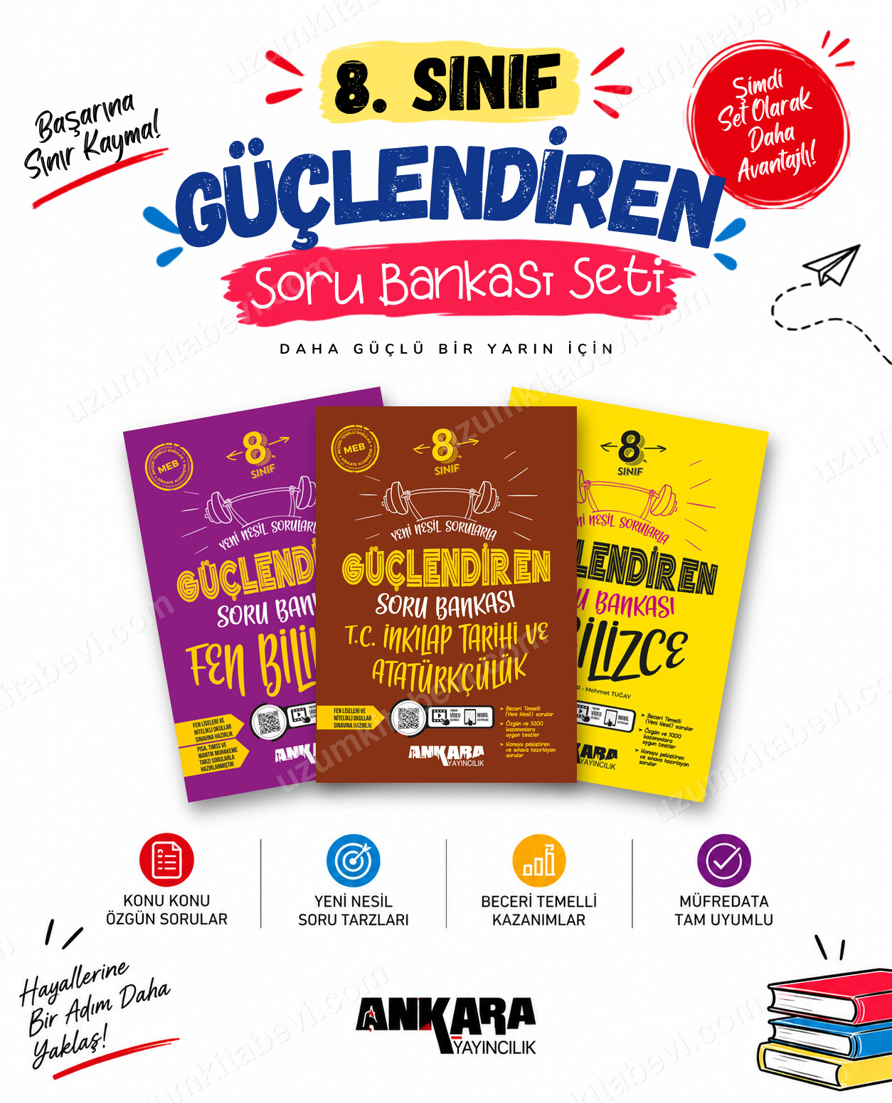 Ankara Yayıncılık 8. Sınıf Fen Bilimleri-İnkılap Tarihi-İngilizce Güçlendiren Soru Bankası Seti (3 Kitap) - Ankara Yayıncılık kitap kapağı