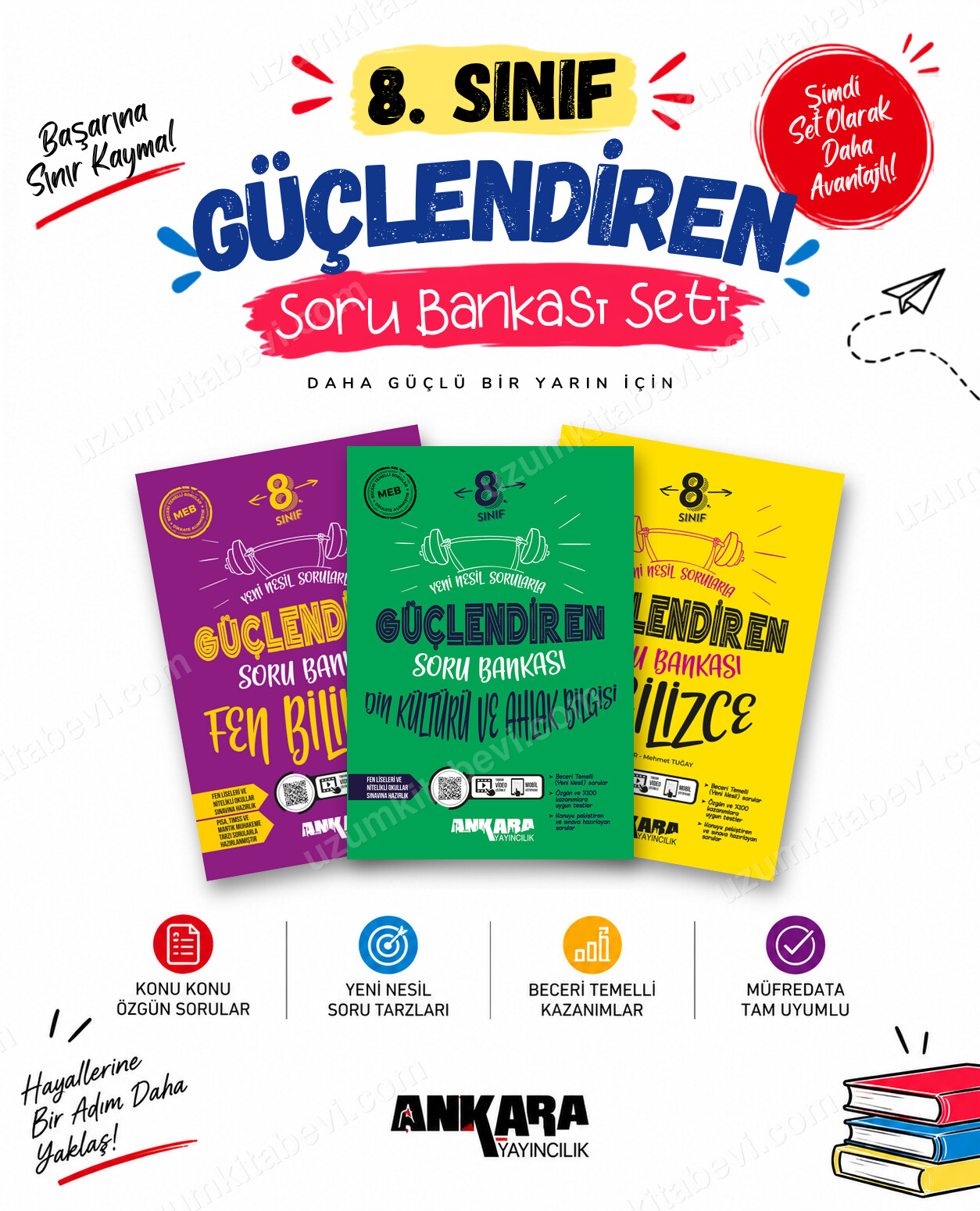 Ankara Yayıncılık 8. Sınıf Fen Bilimleri-Din Kültürü-İngilizce Güçlendiren Soru Bankası Seti (3 Kitap) - Ankara Yayıncılık kitap kapağı